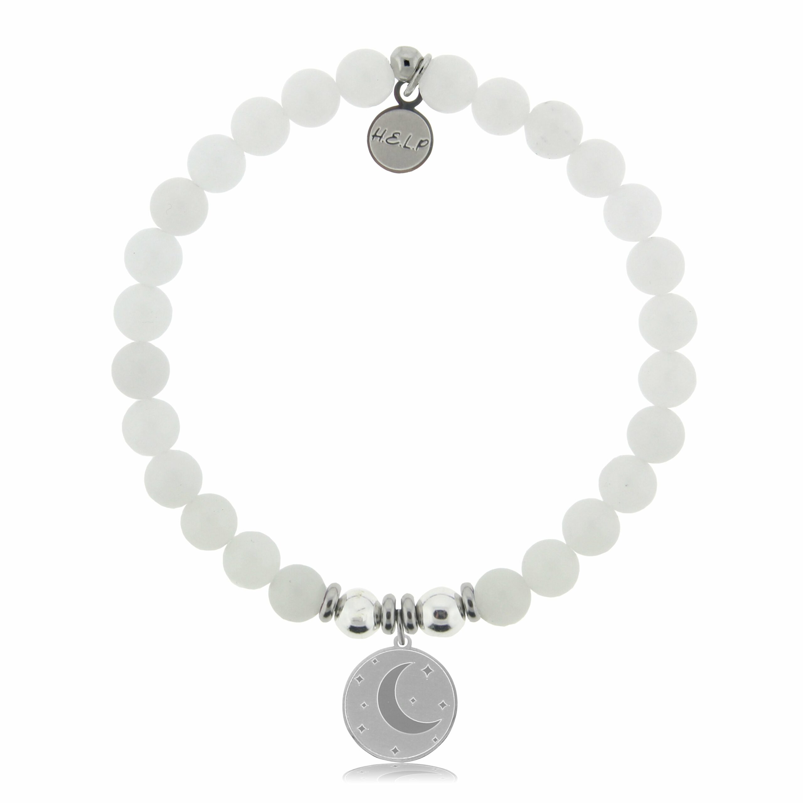 Moon Charm with White Jade Charity Bracelet