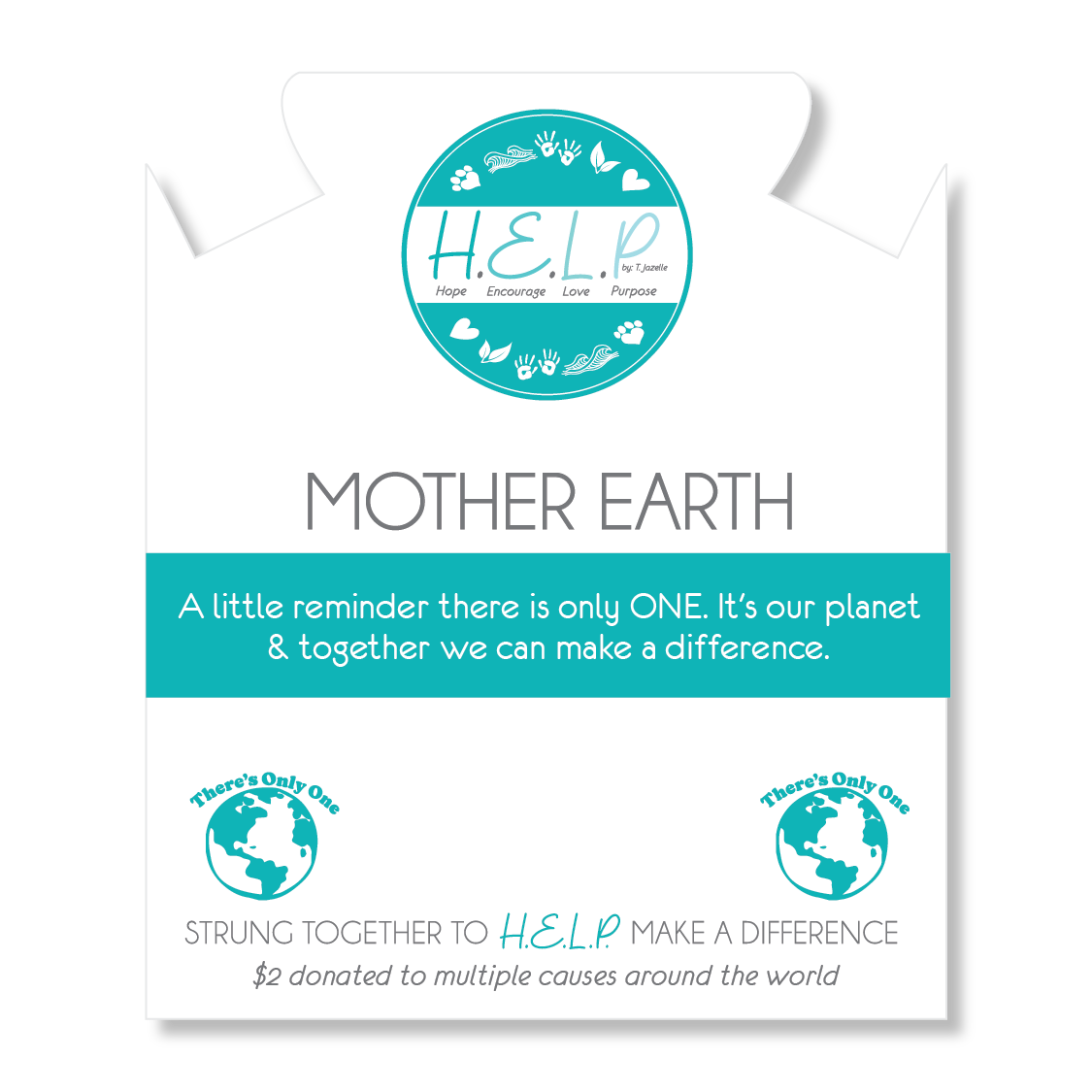 Mother Earth Charm with Baby Blue Quartz Beads Charity Bracelet