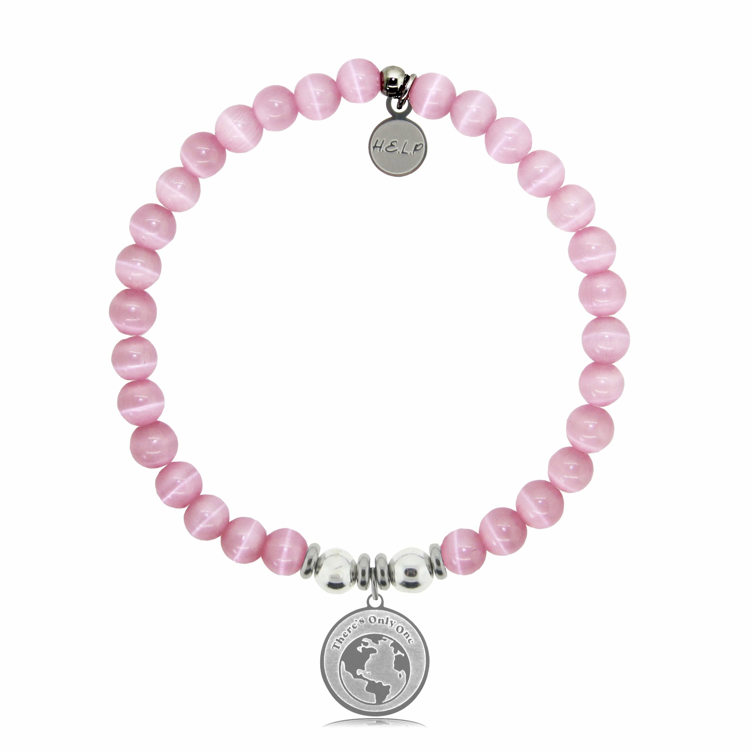 Mother Earth Charm with Pink Cats Eye Charity Bracelet