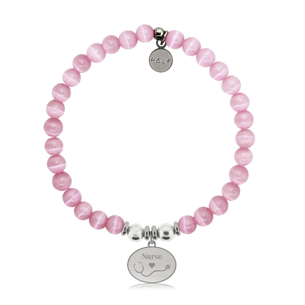 Nurse Charm with Pink Cats Eye Charity Bracelet