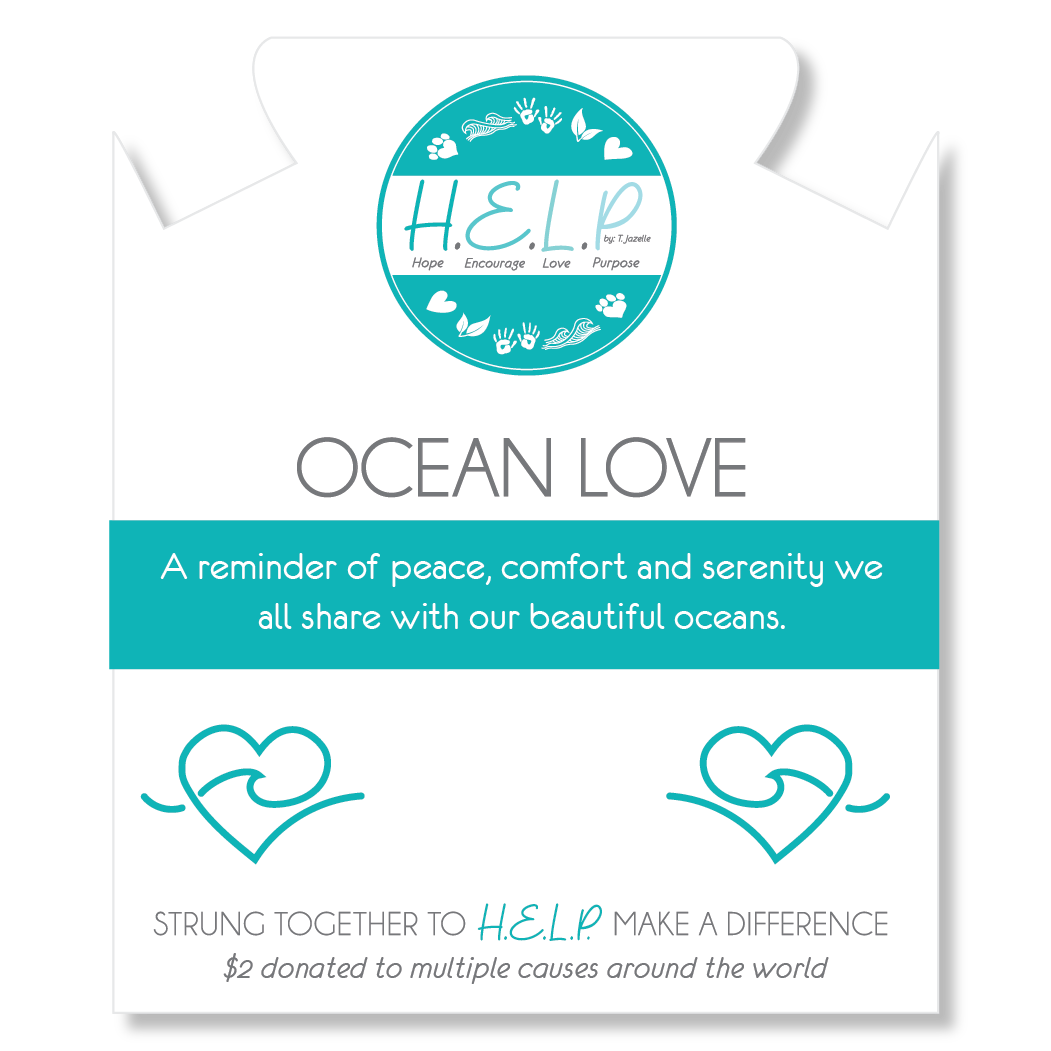 Ocean Love Charm with Baby Blue Quartz Charity Bracelet