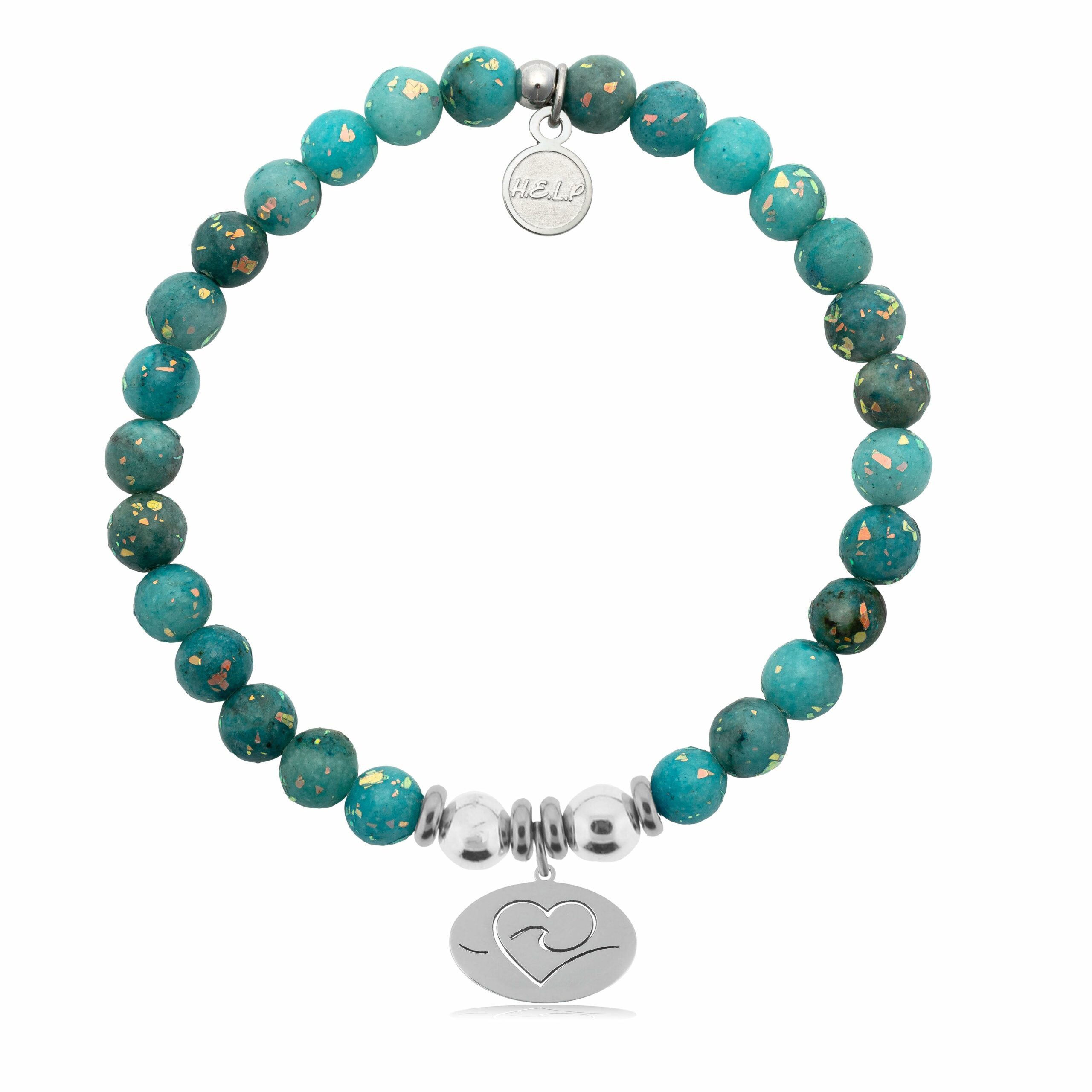 Ocean Love Charm with Blue Opal Jade Charity Bracelet