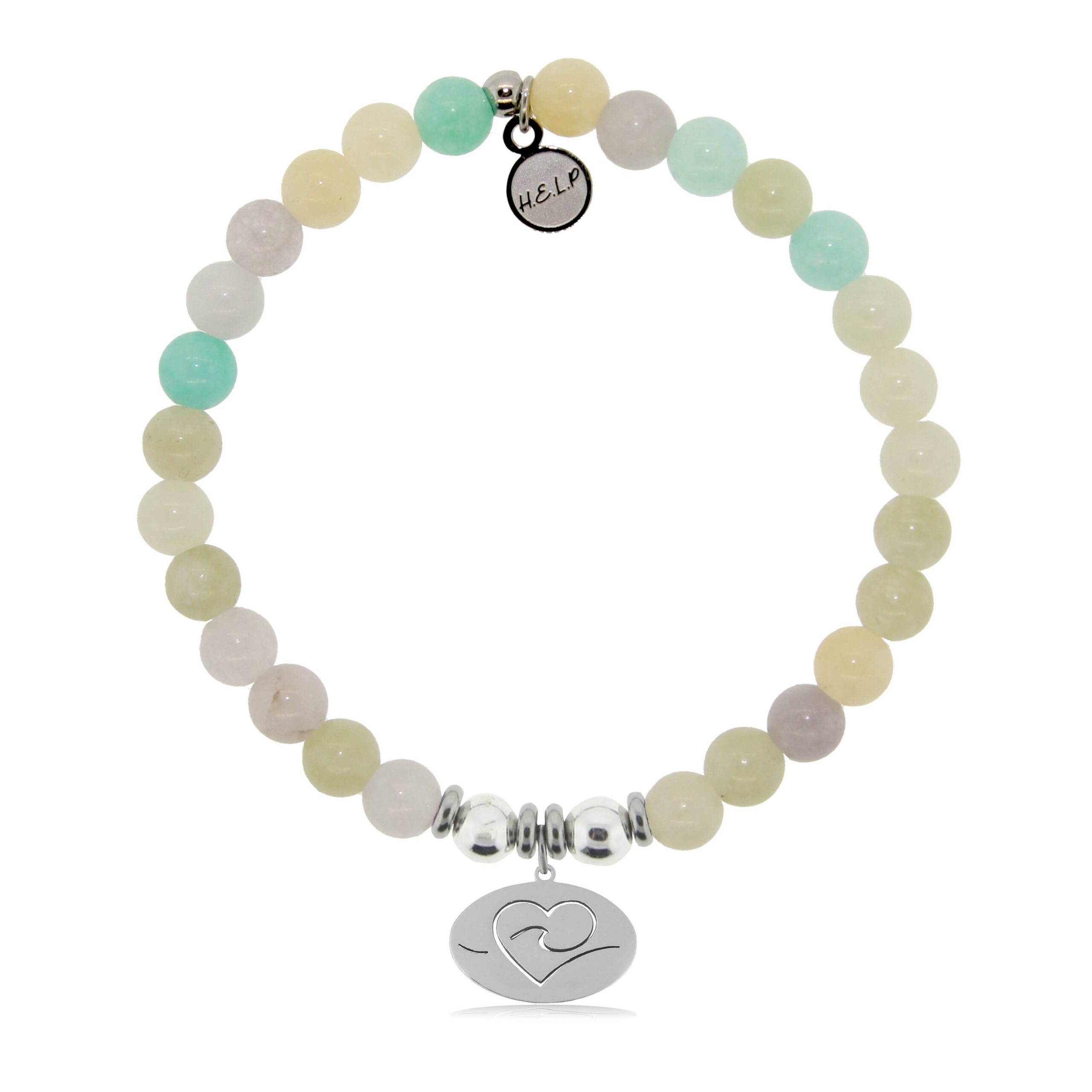 Ocean Love Charm with Green Yellow Jade Charity Bracelet