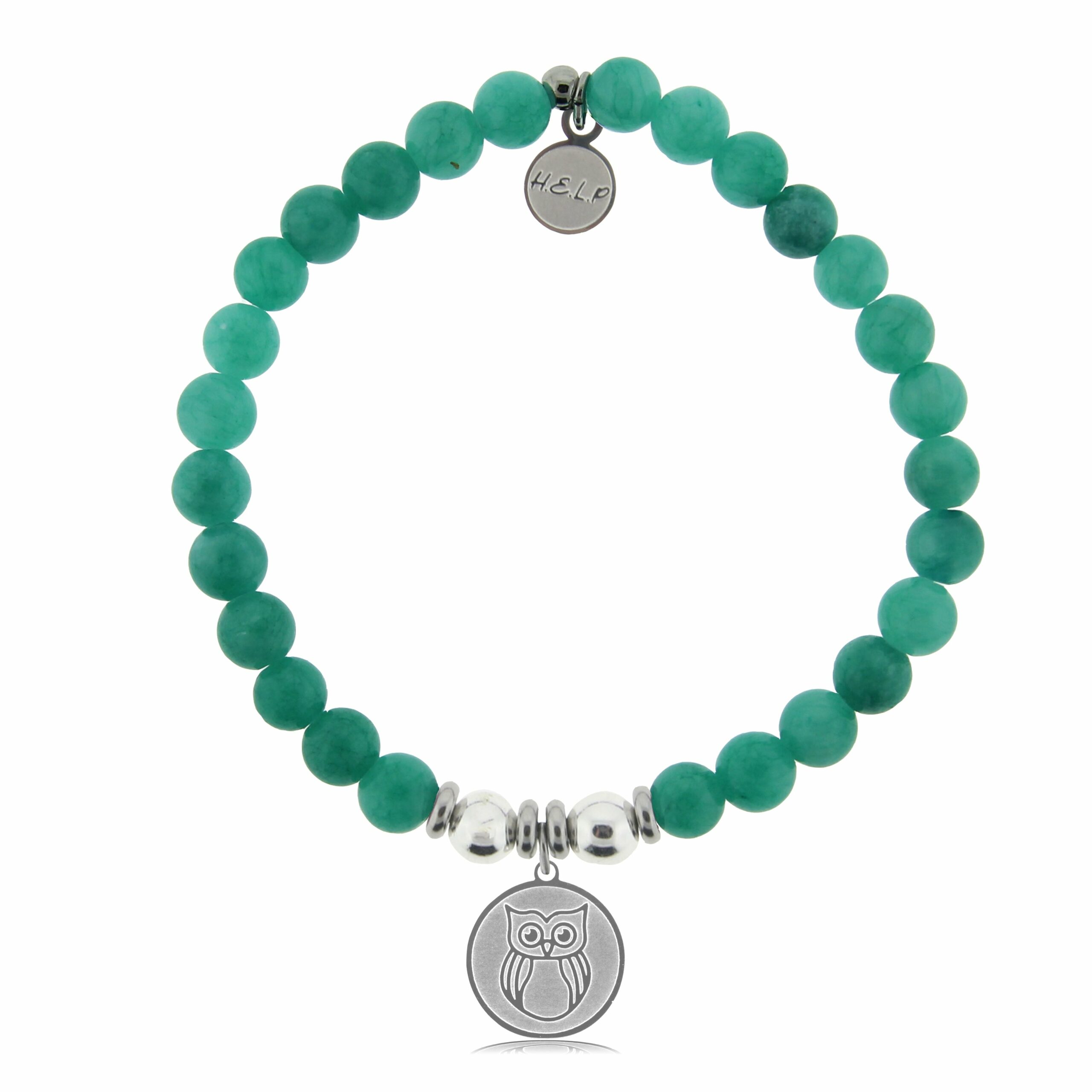 Owl Charm with Caribbean Jade Charity Bracelet