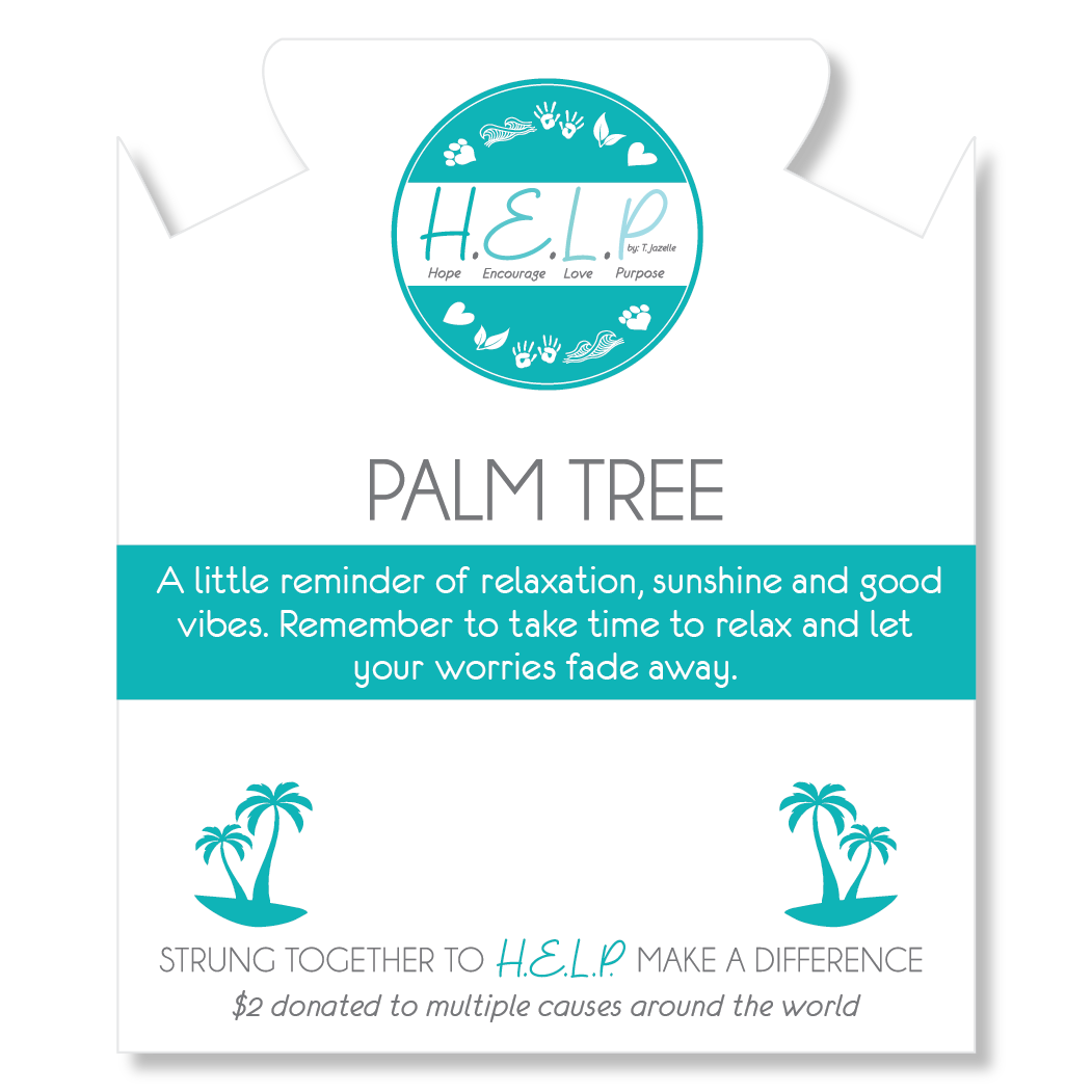 Palm Tree Charm with Baby Blue Quartz Charity Bracelet