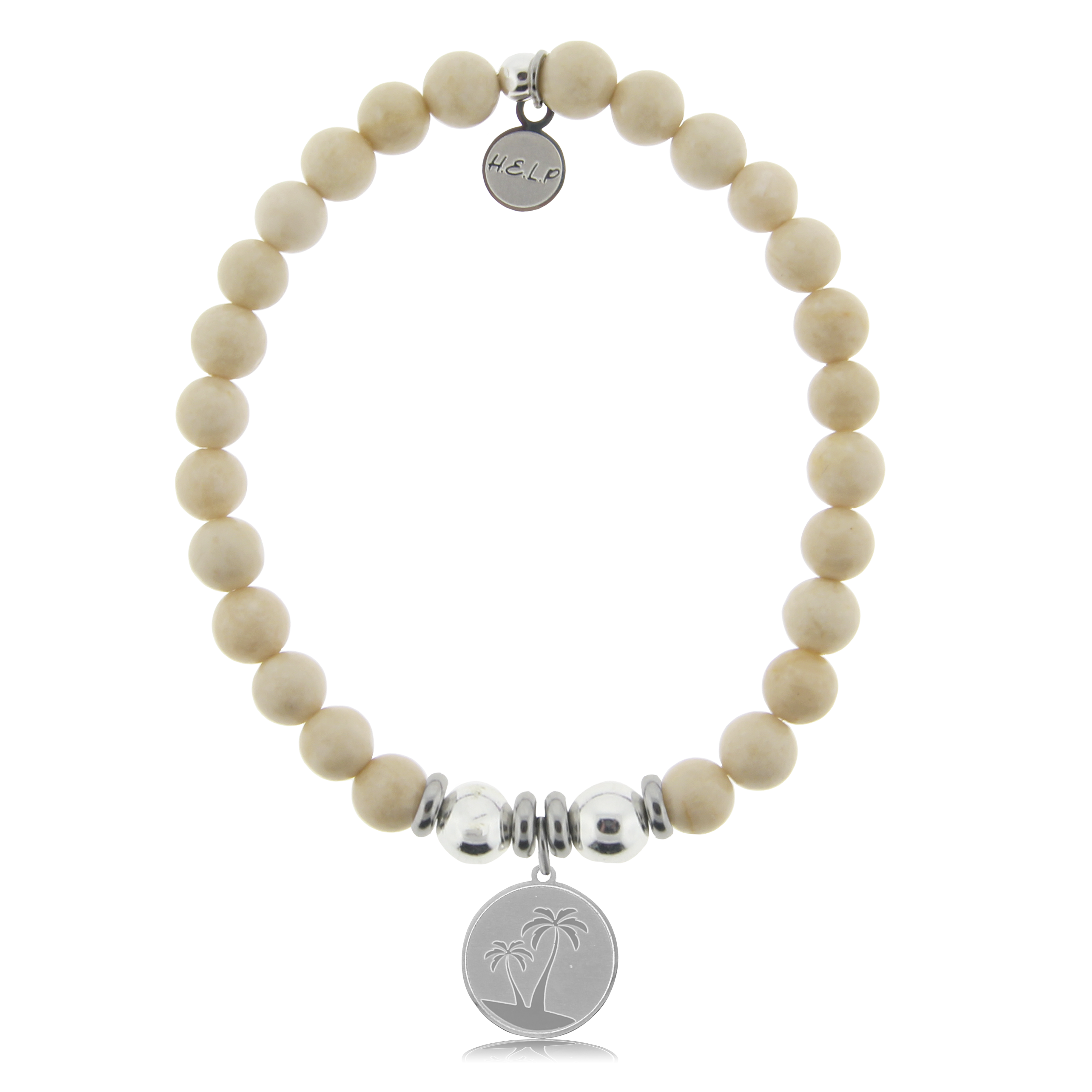 Palm Tree Charm with Riverstone Beads Charity Bracelet