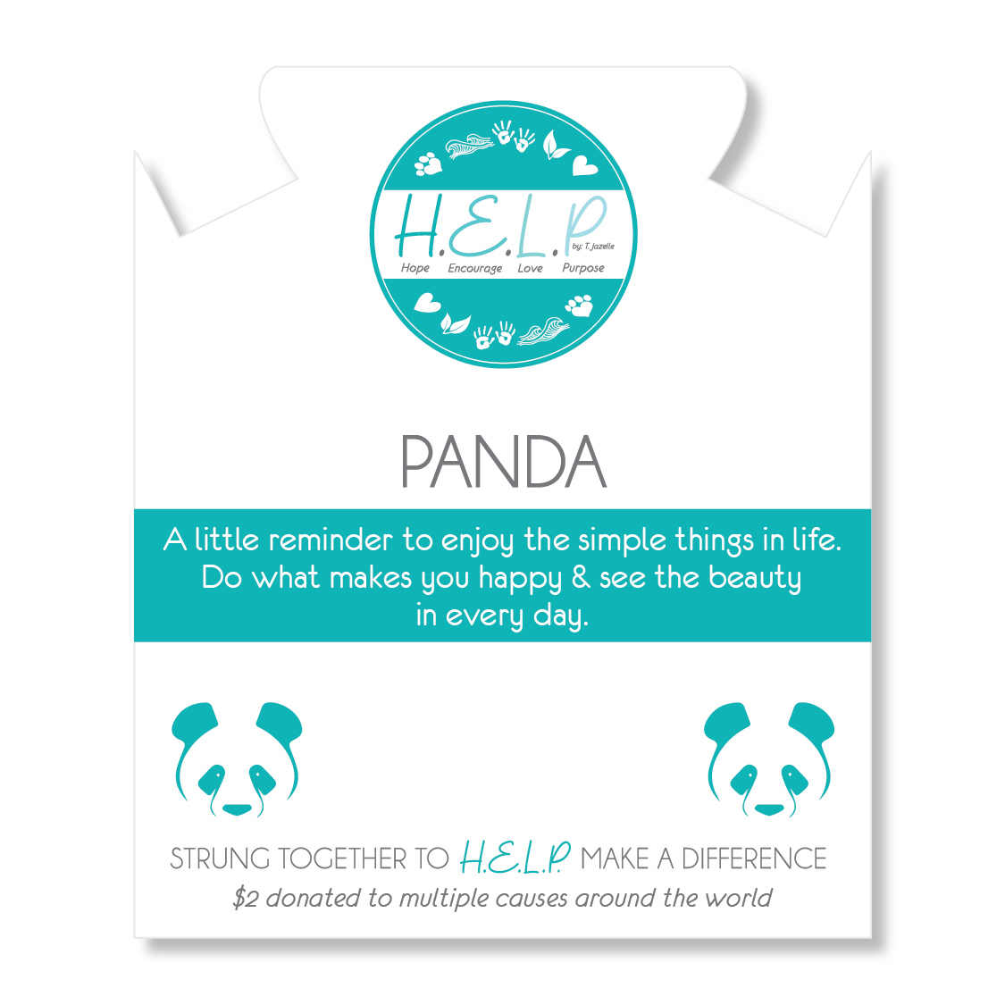 Panda Charm with Aqua Blue Seaglass Charity Bracelet