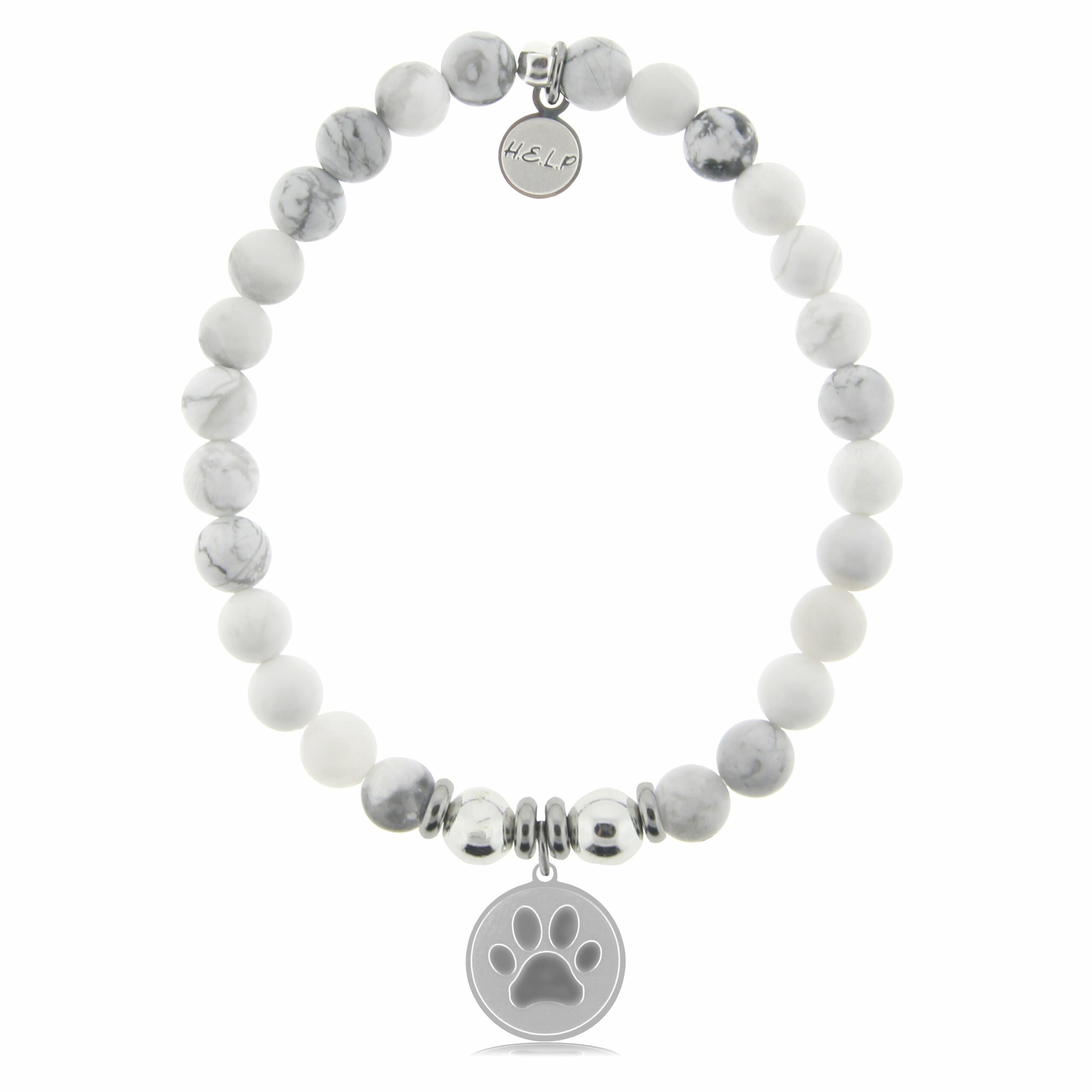 Paw Print Charm with Howlite Charity Bracelet