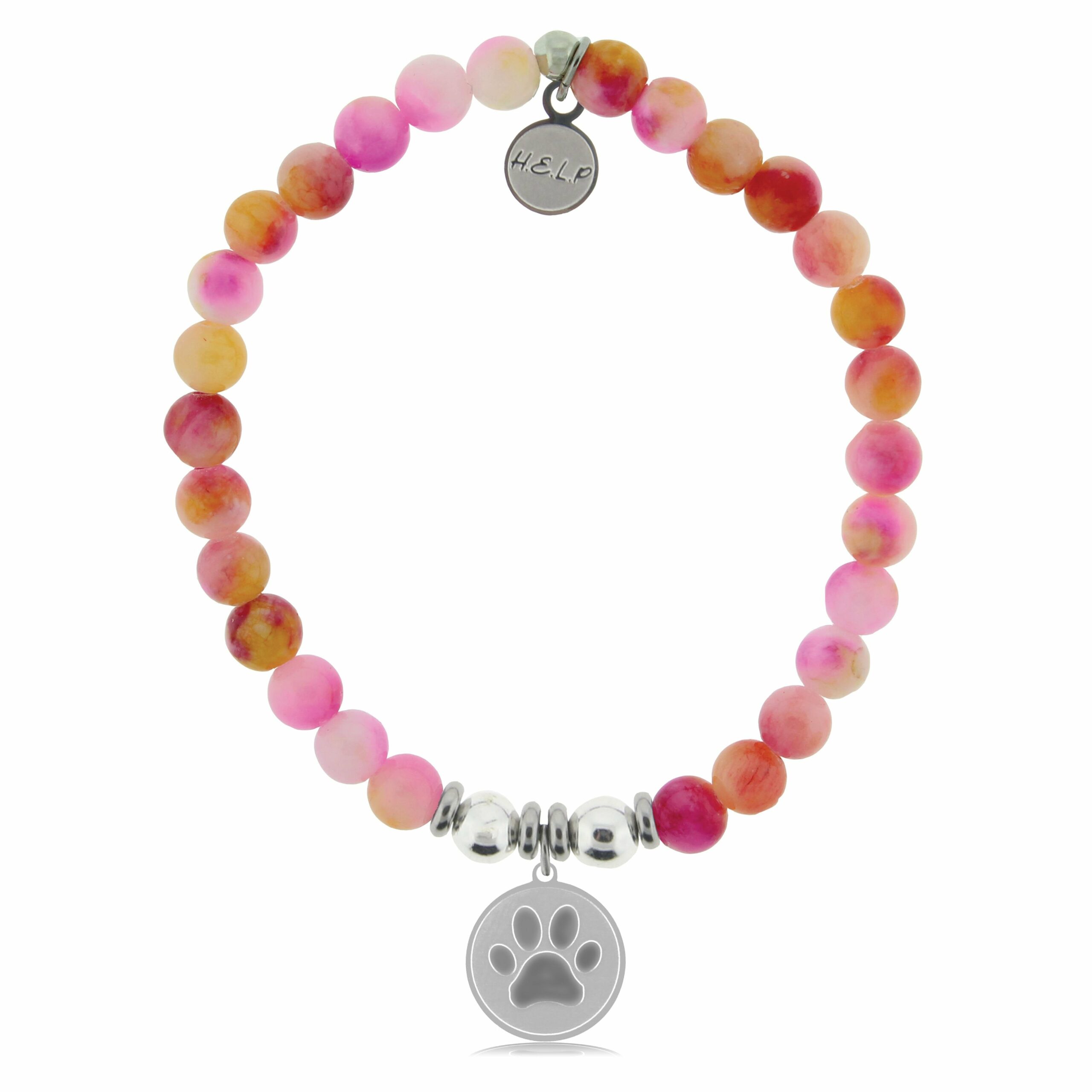 Paw Print Charm with Persia Jade Beads Charity Bracelet