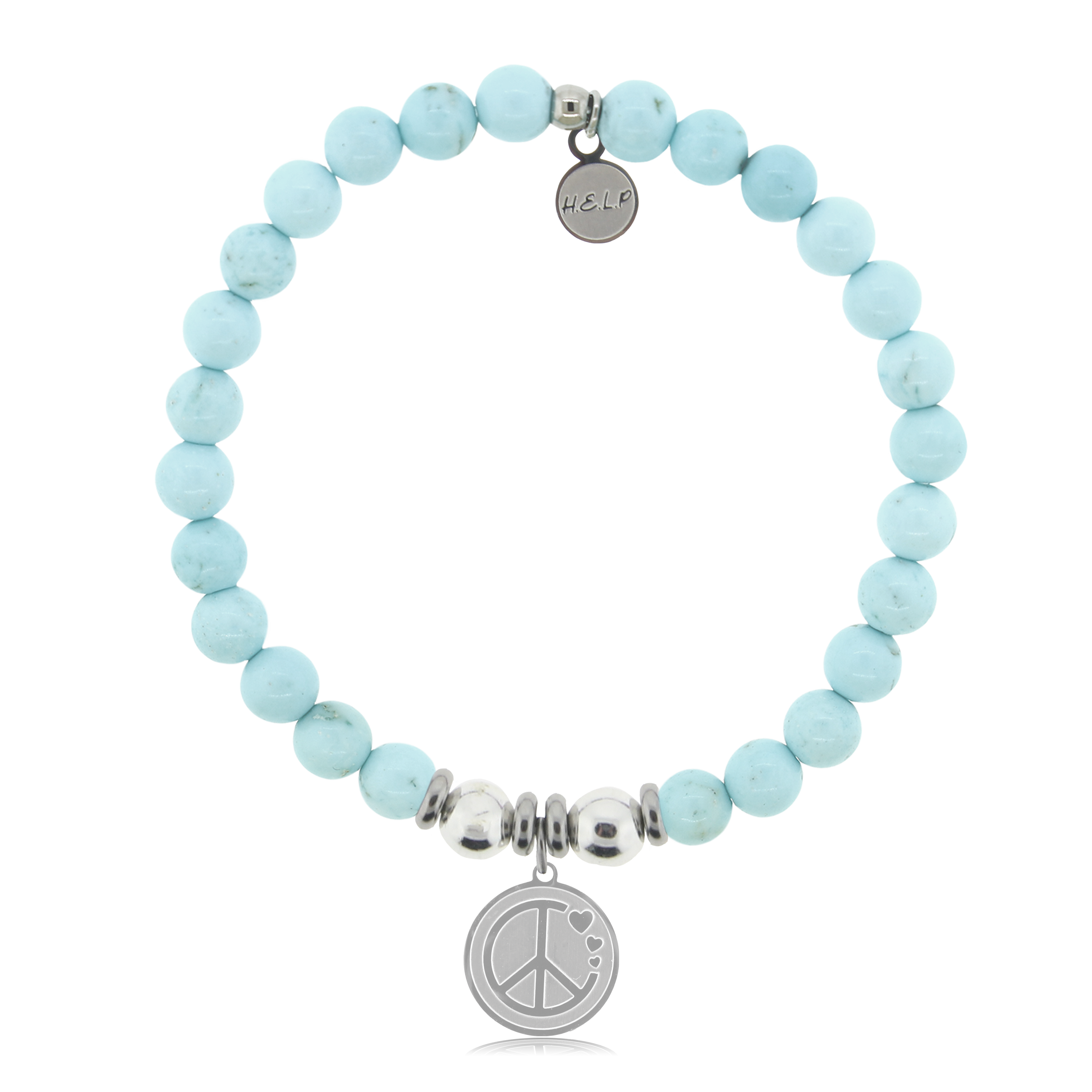 Peace and Love Charm with Larimar Magnesite Charity Bracelet