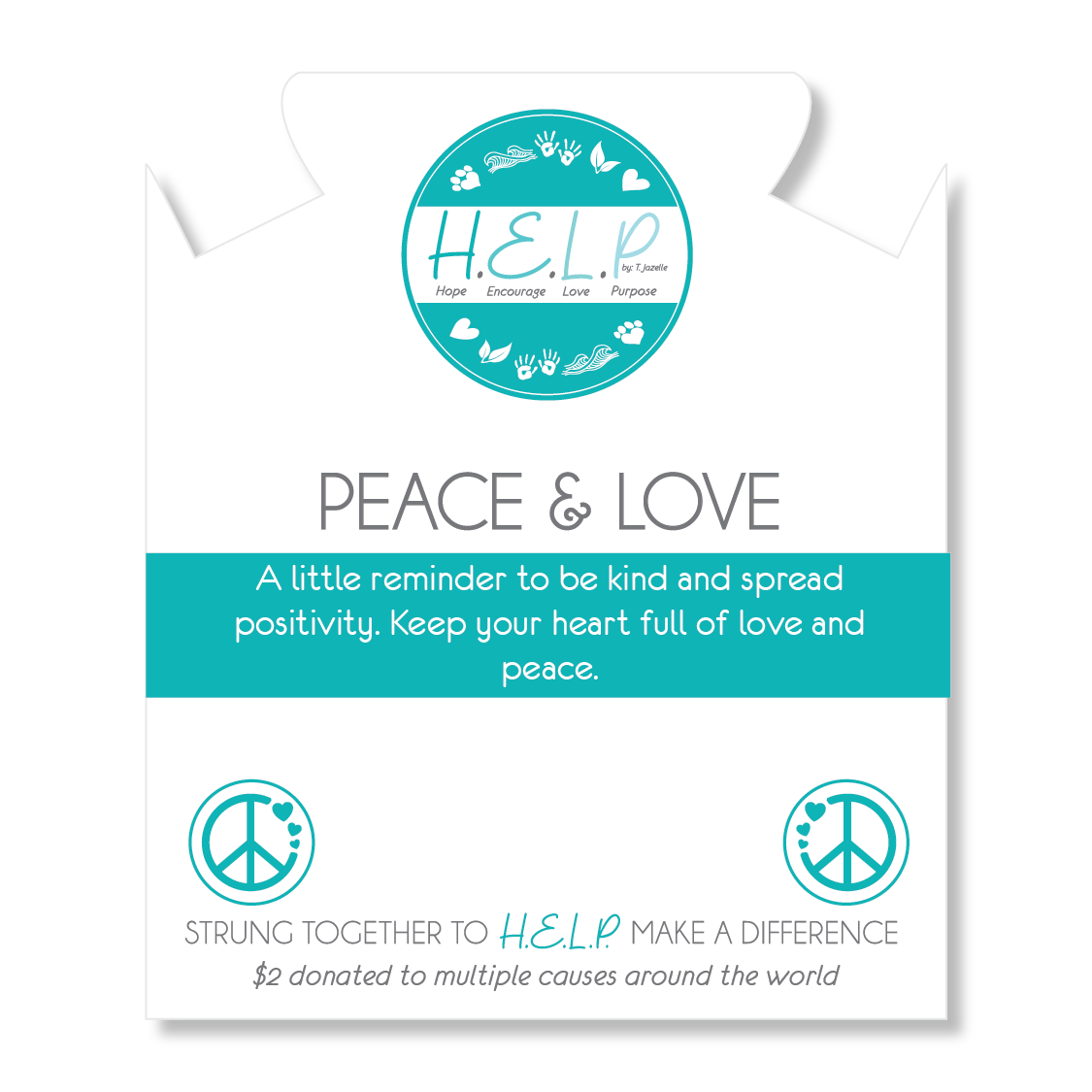 Peace & Love Charm with Green Opalescent Charity Bracelet