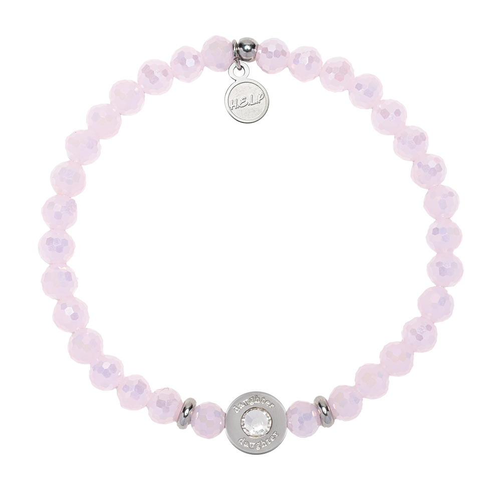 Family Collection: Daughter Bead with Pink Crystal Charity Bracelet