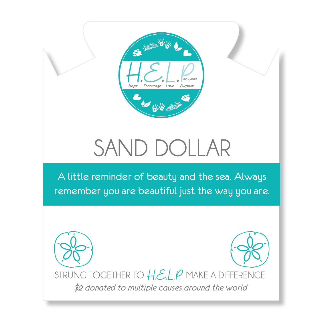 Sand Dollar Charm with Aqua Blue Seaglass Charity Bracelet