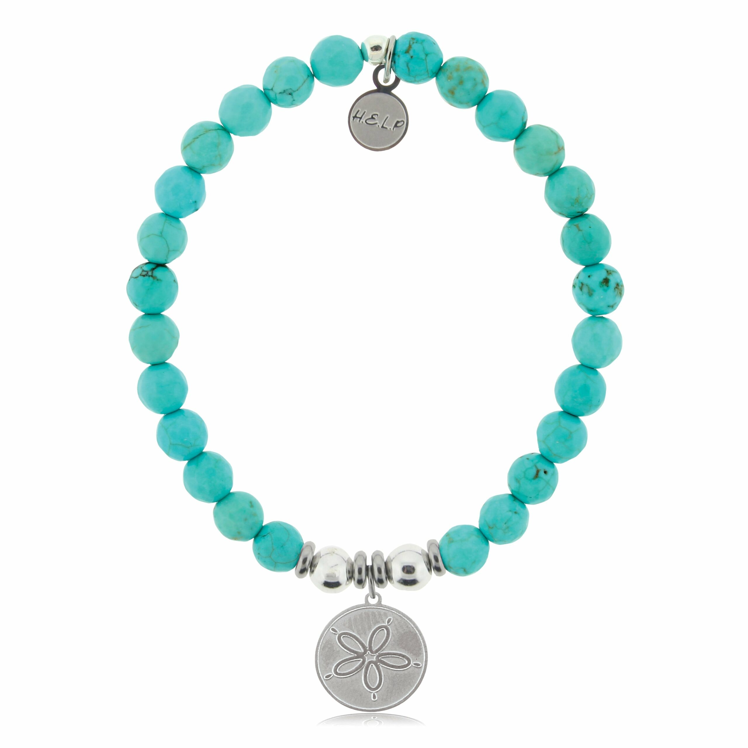 Sand Dollar Charm with Turquoise Beads Charity Bracelet