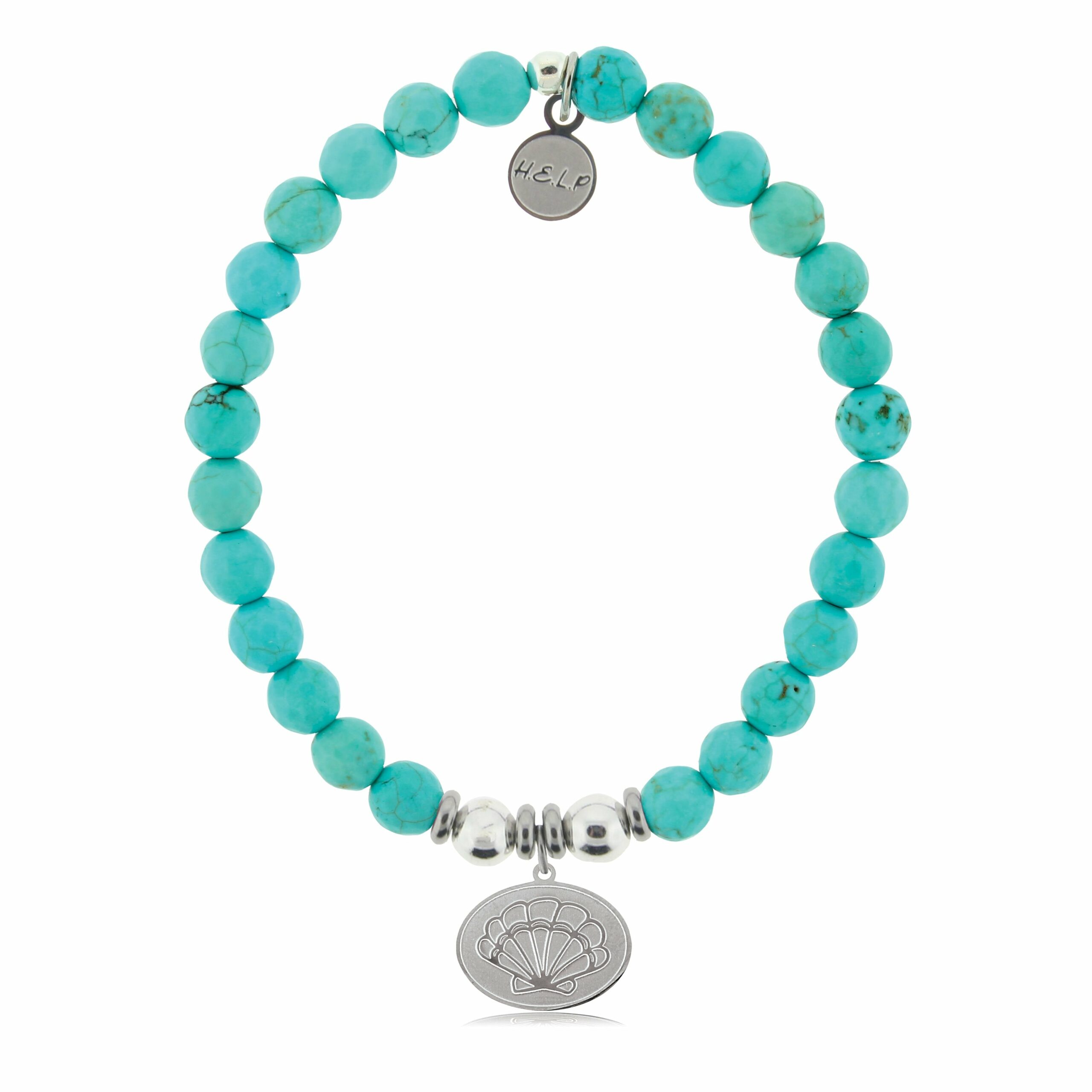 Seashell Charm with Turquoise Beads Charity Bracelet