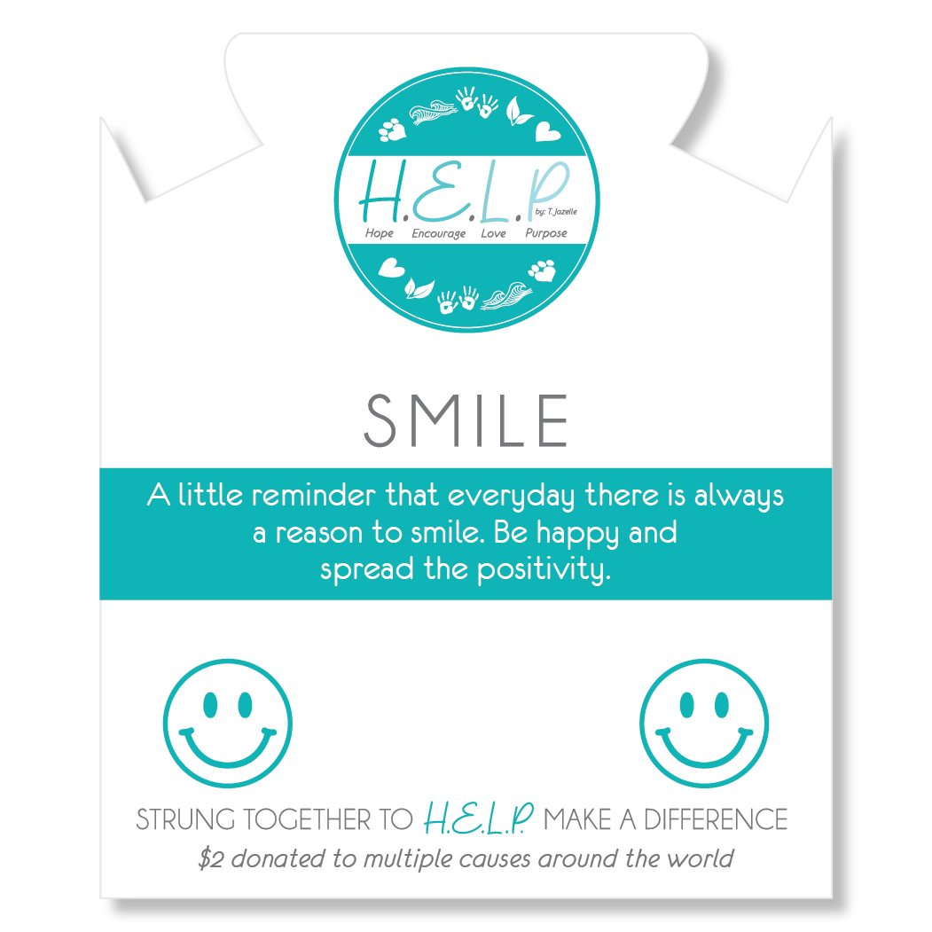 Smile Charm with Azure Blue Jade Charity Bracelet