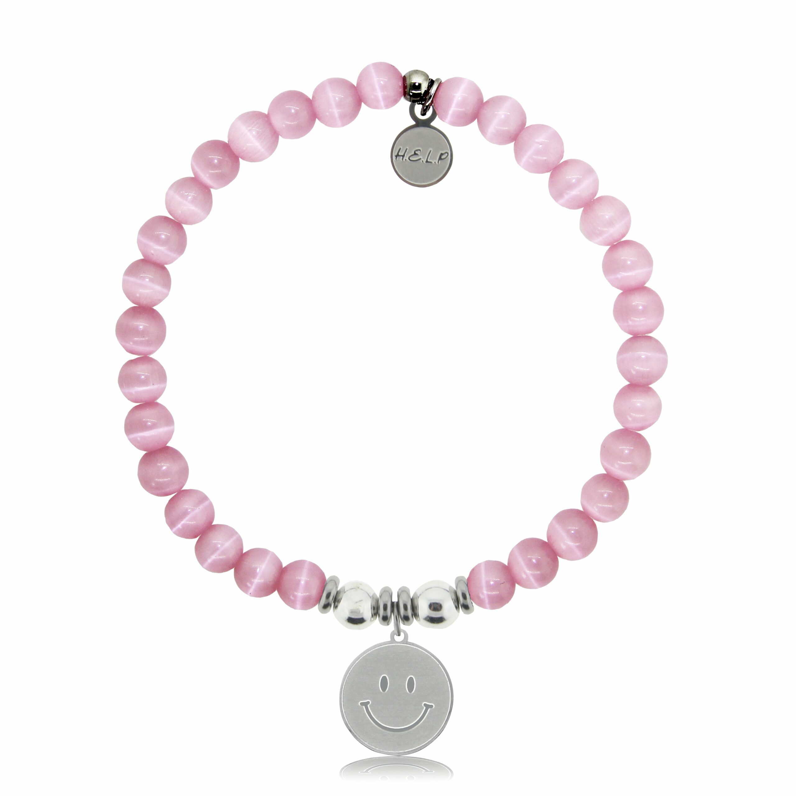 Smile Charm with Pink Cats Eye Charity Bracelet