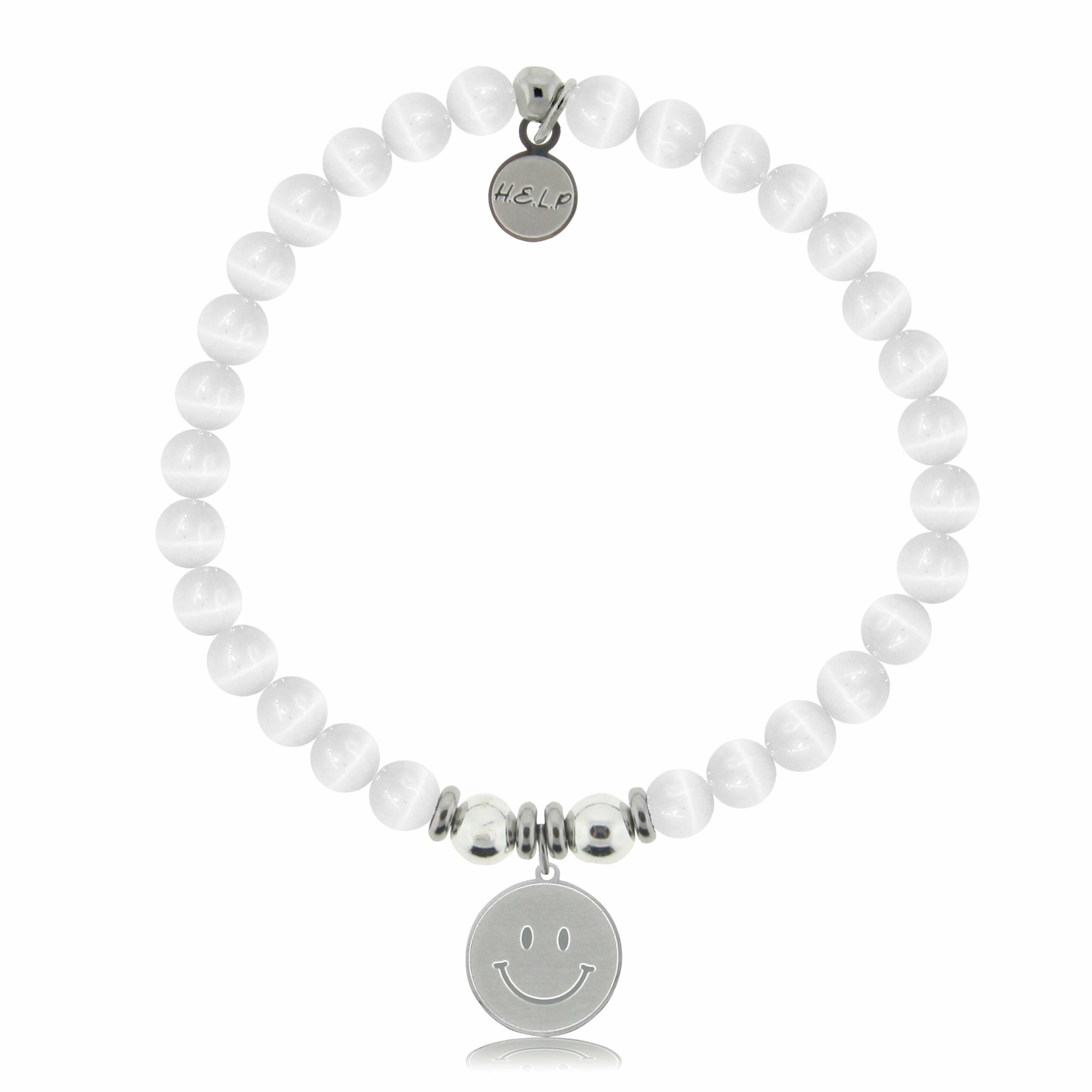 Smile Charm with White Cats Eye Charity Bracelet