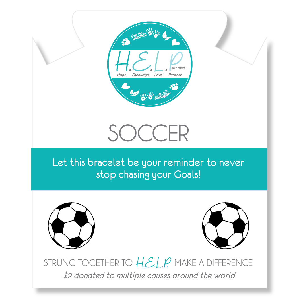 Soccer Charm with Aqua Cats Eye Charity Bracelet