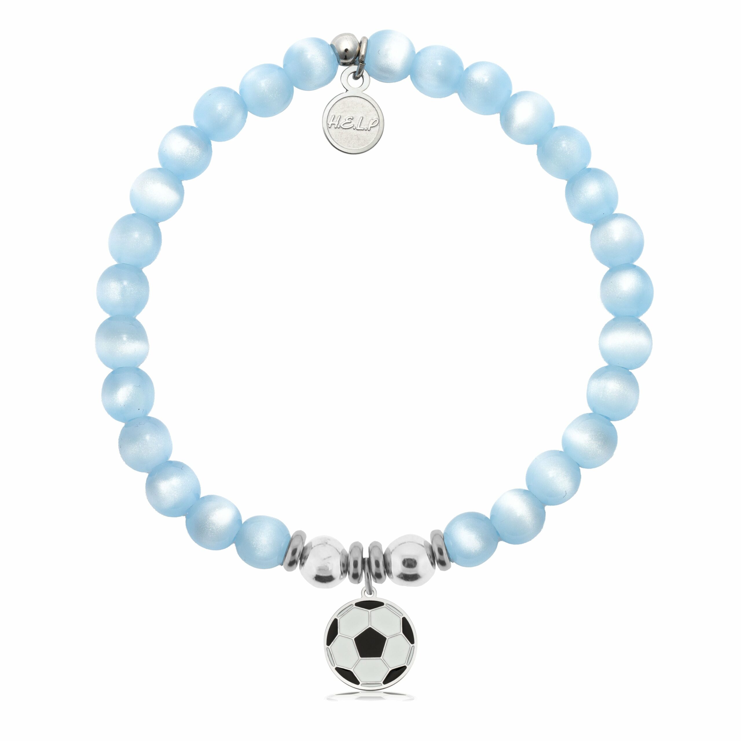 Soccer Charm with Blue Selenite Charity Bracelet