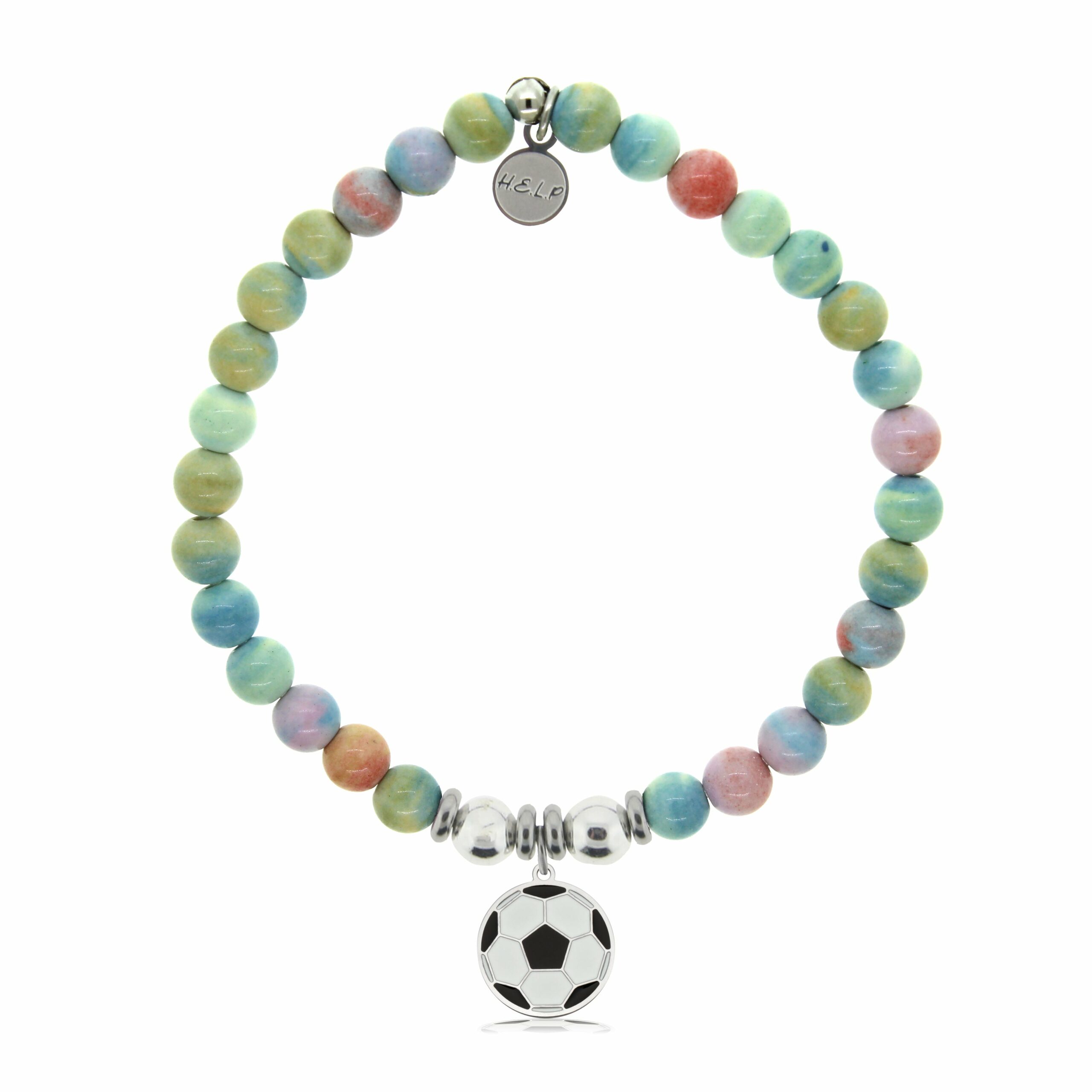 Soccer Charm with Pastel Magnesite Charity Bracelet