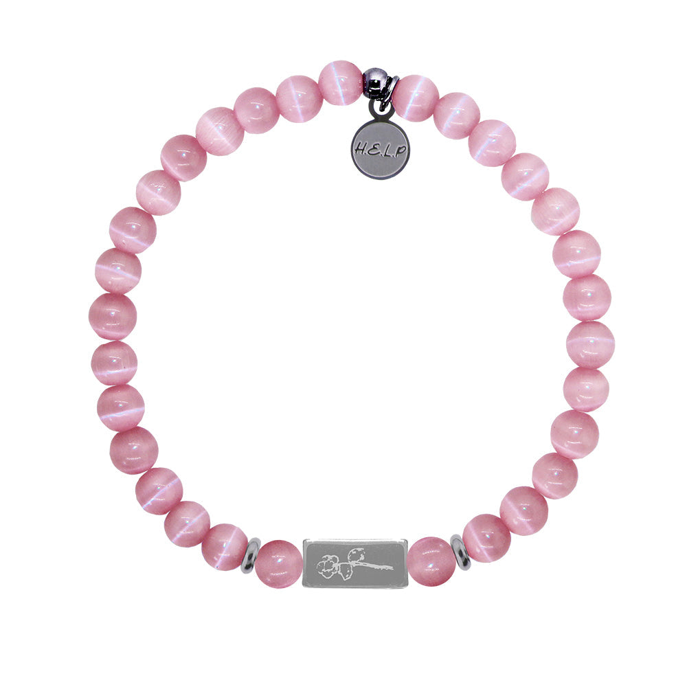 St. Jude Collection: Flower Bar with Pink Cats Eye Charity Bracelet