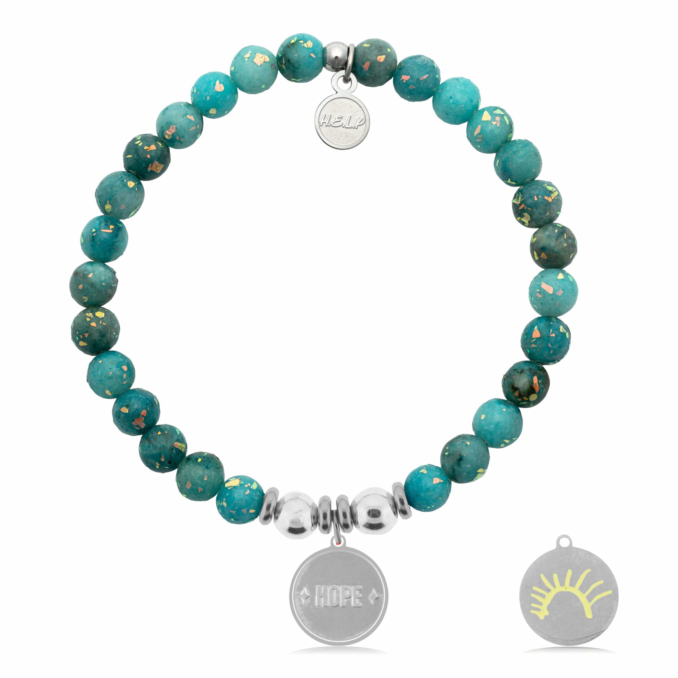 St. Jude Collection: Sun Charm with Blue Opal Jade Charity Bracelet