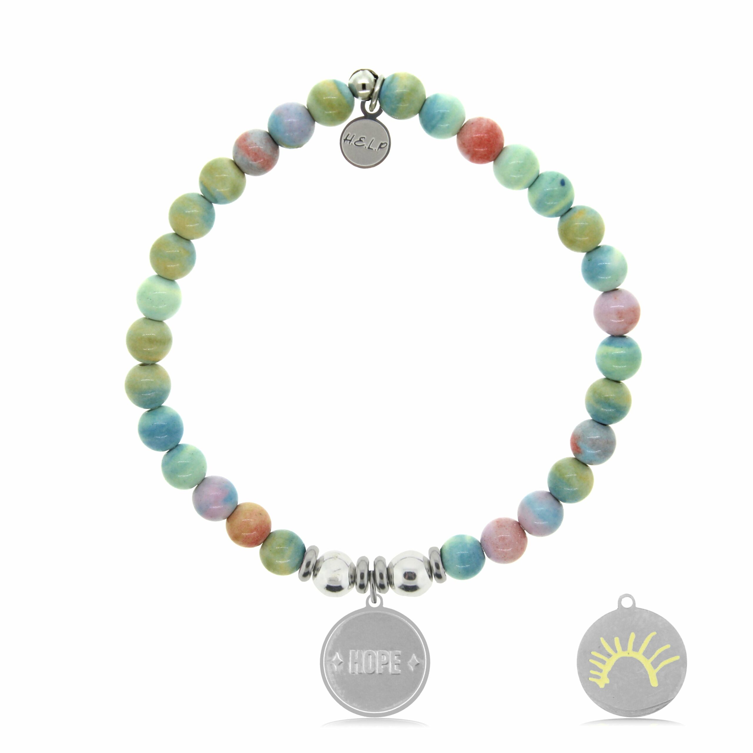 St. Jude Collection: Sun Charm with Pastel Jade Charity Bracelet