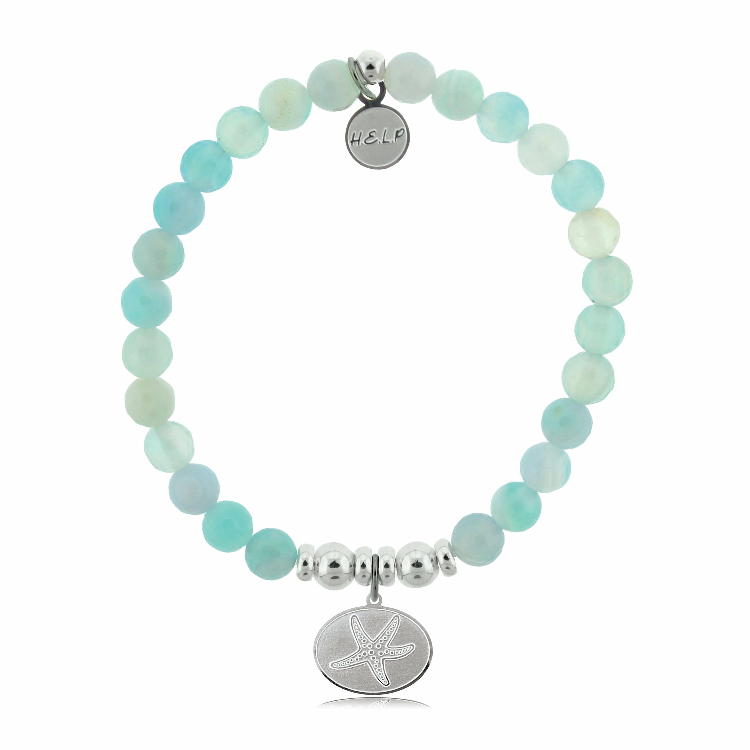 Starfish Charm with Light Blue Agate Beads Charity Bracelet