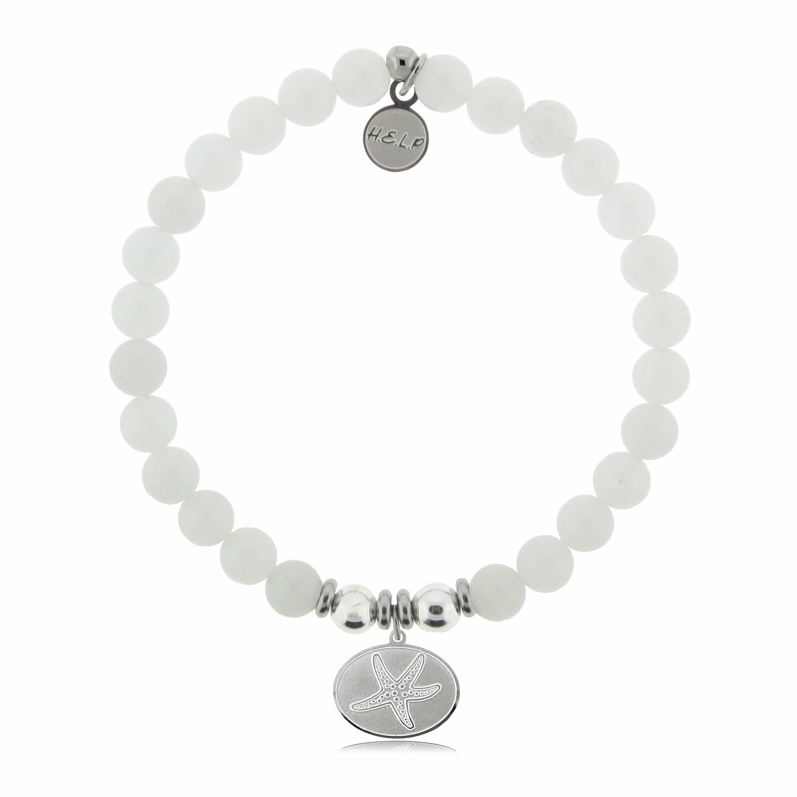 Starfish Charm with White Jade Beads Charity Bracelet