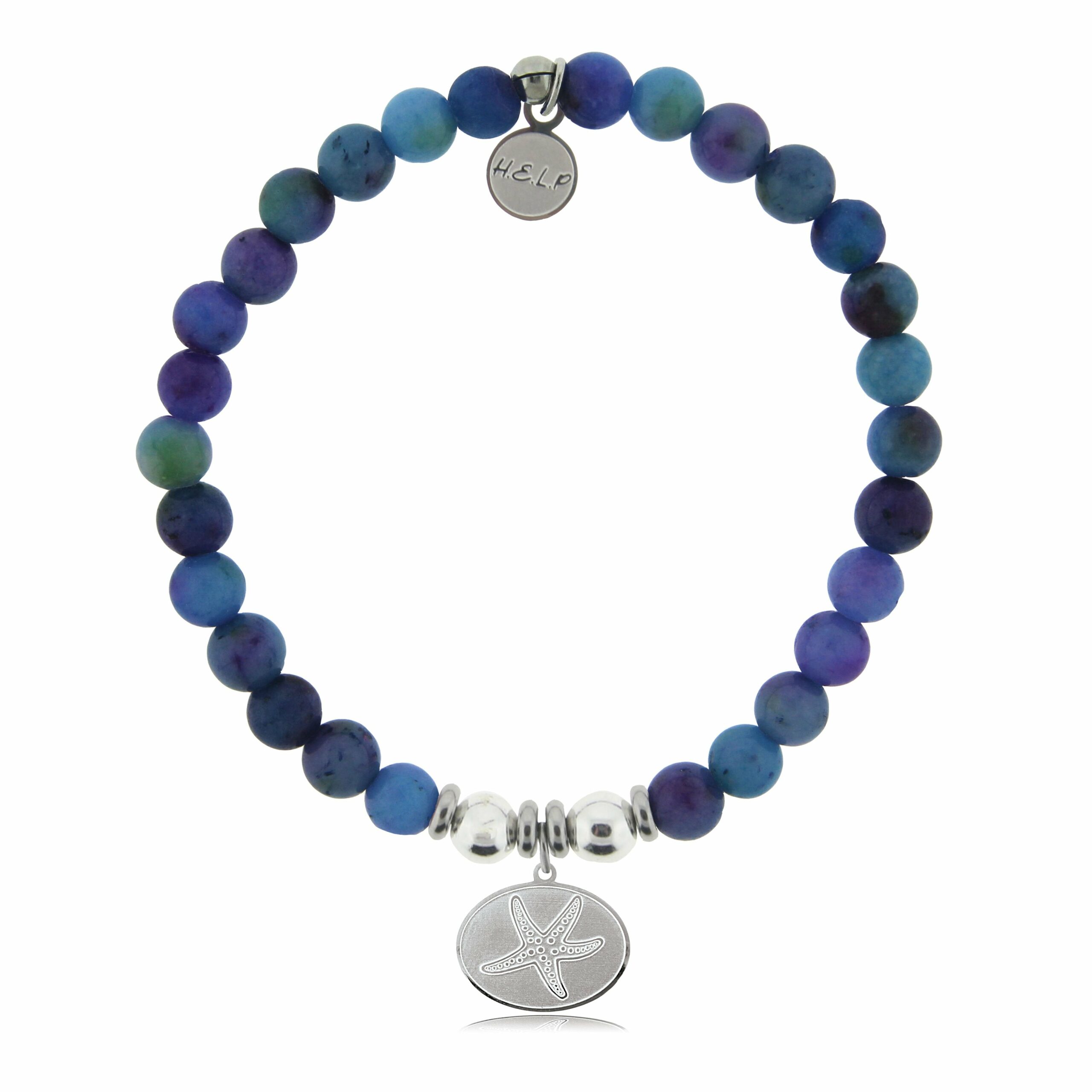 Starfish Charm with Wildberry Jade Beads Charity Bracelet