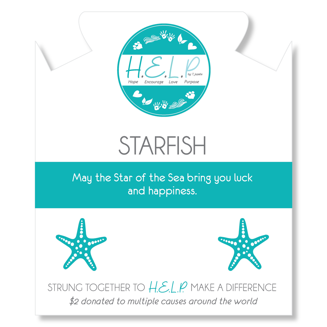 Starfish Cutout Charm with Aqua Cats Eye Charity Bracelet