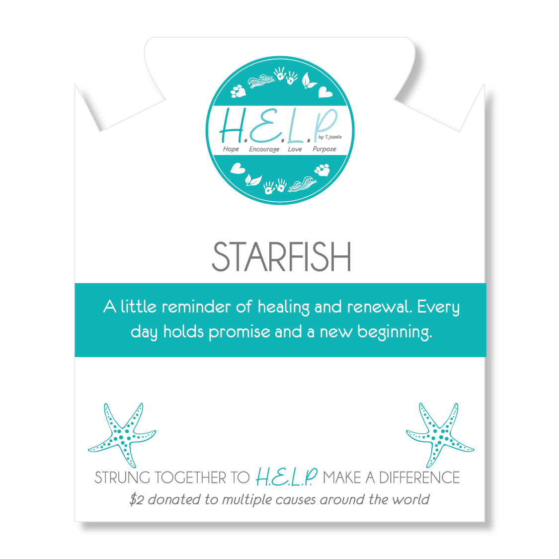 Starfish Cutout Charm with Blue Zebra Jade Charity Bracelet