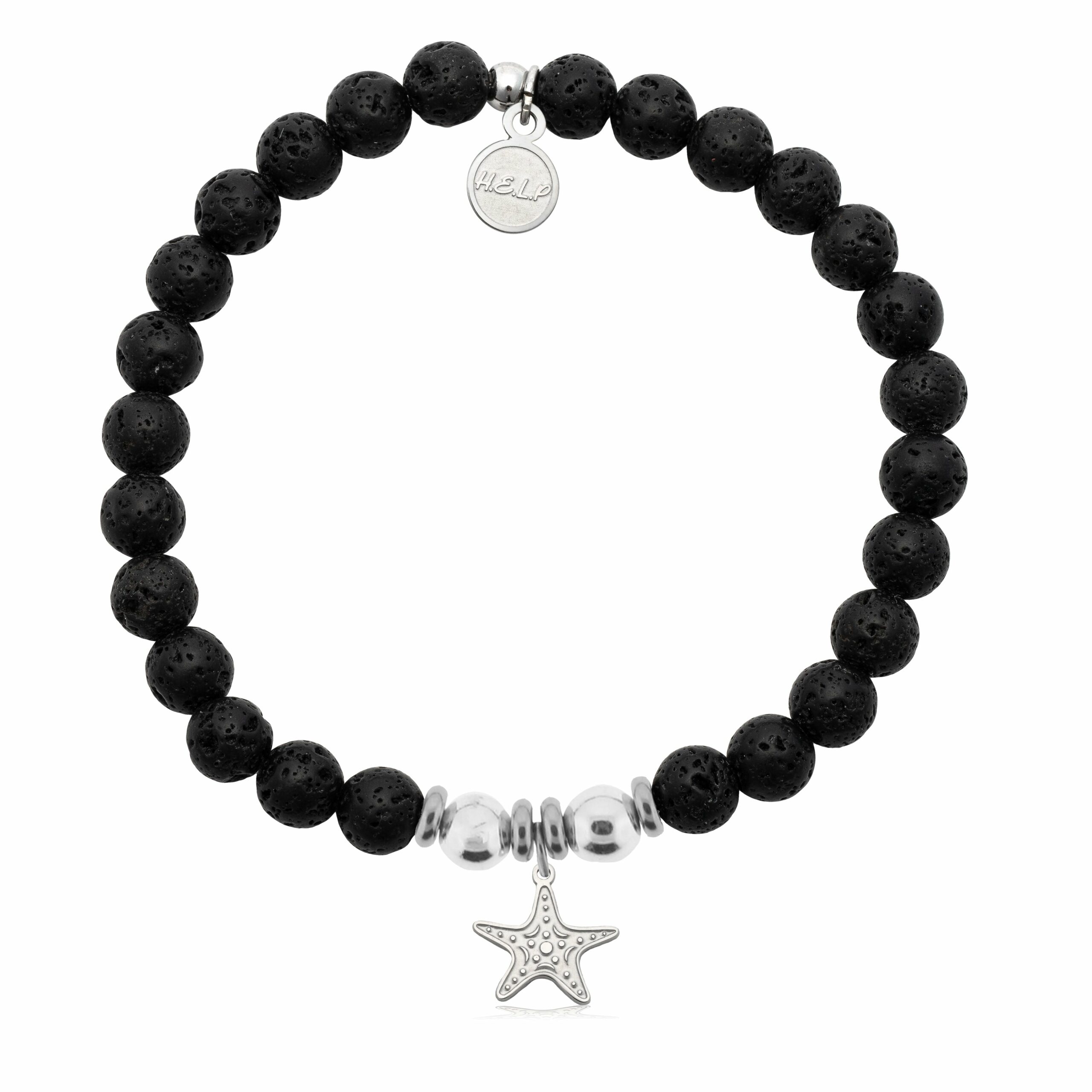 Starfish Cutout Charm with Lava Rock Charity Bracelet