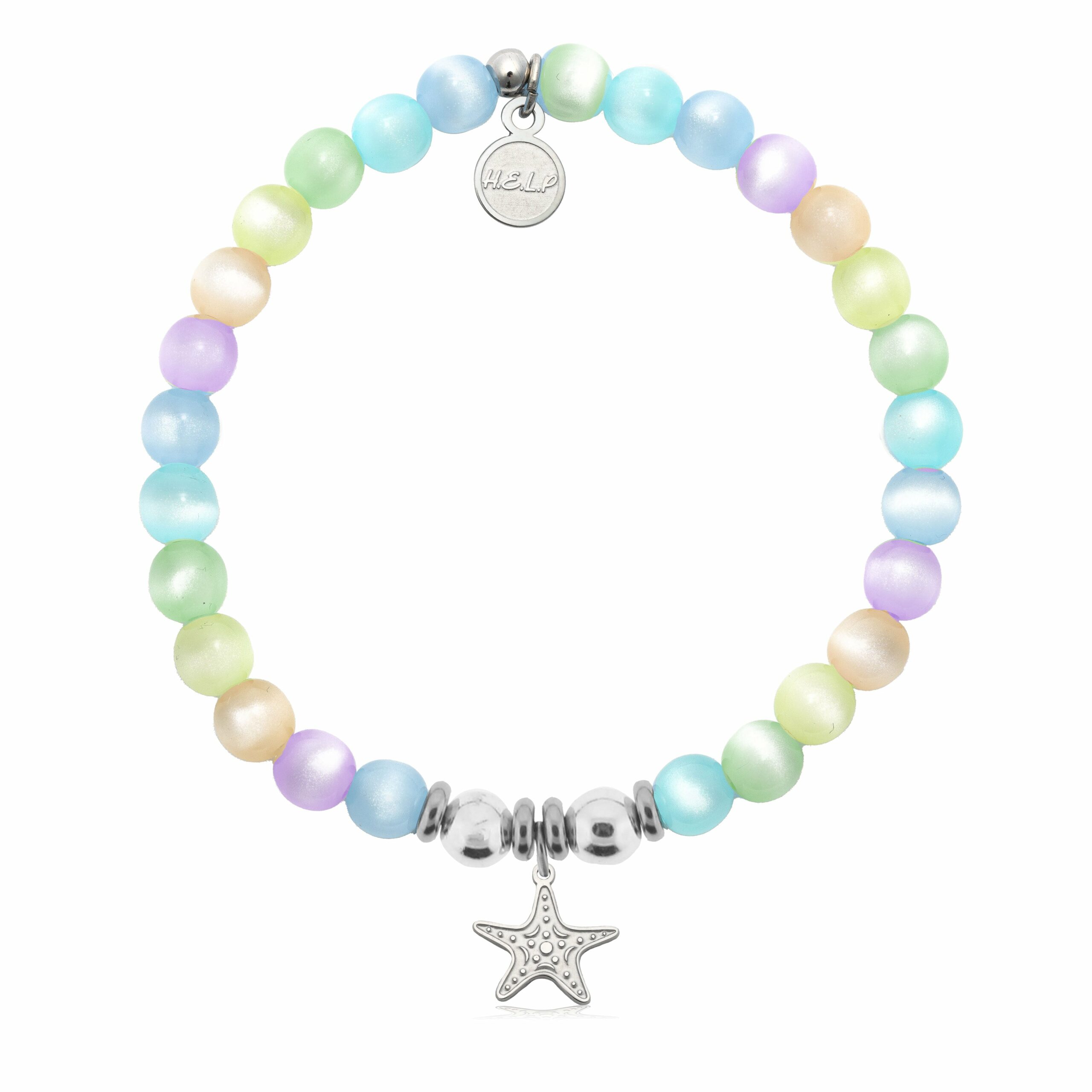 Starfish Cutout Charm with Multi Selenite Charity Bracelet