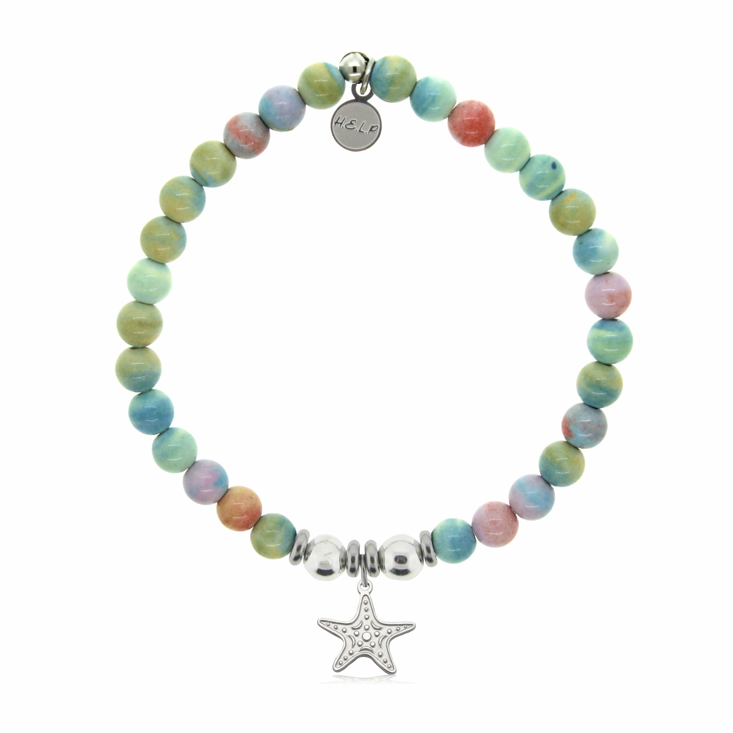 Starfish Cutout Charm with Pastel Magnesite Charity Bracelet