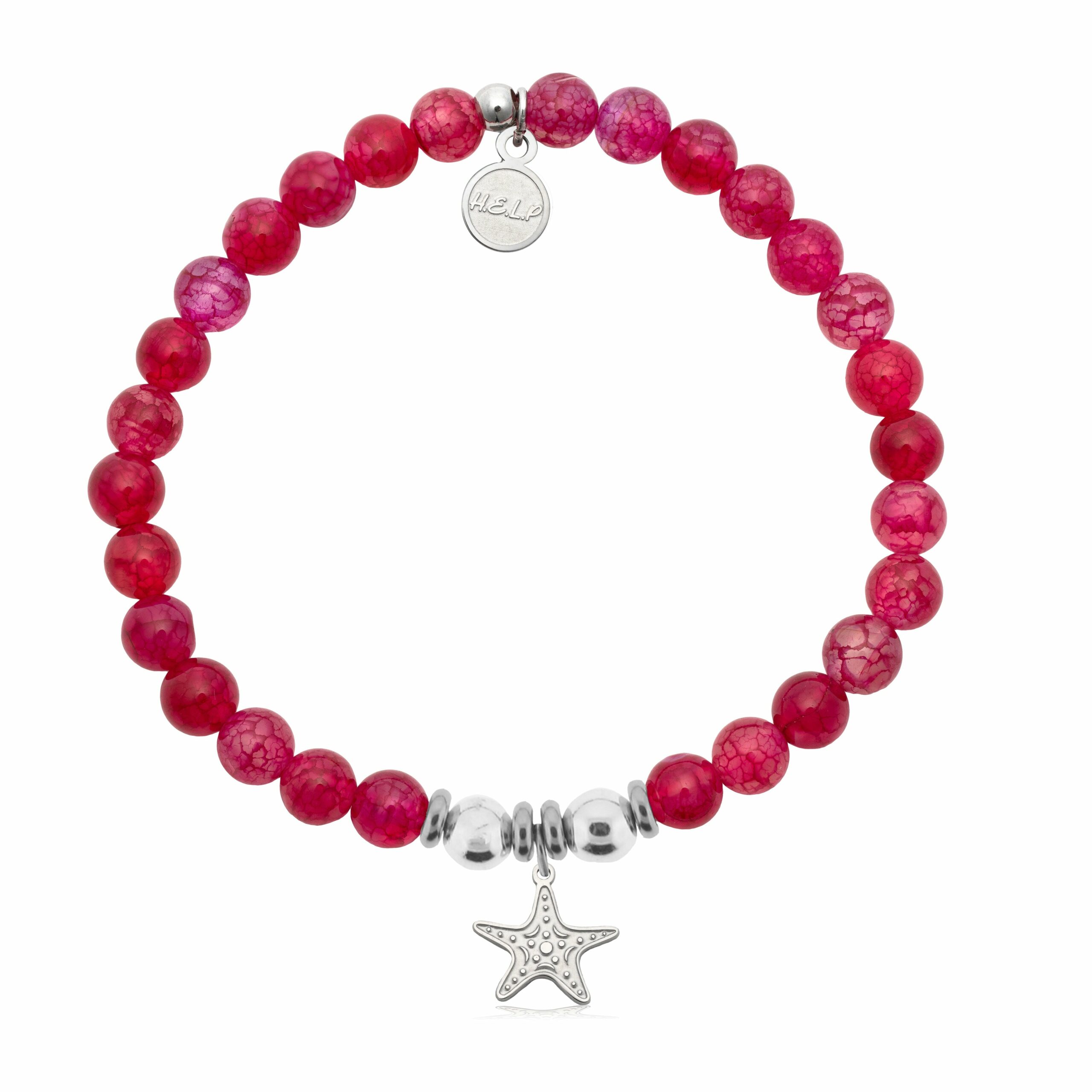 Starfish Cutout Charm with Red Fire Agate Charity Bracelet