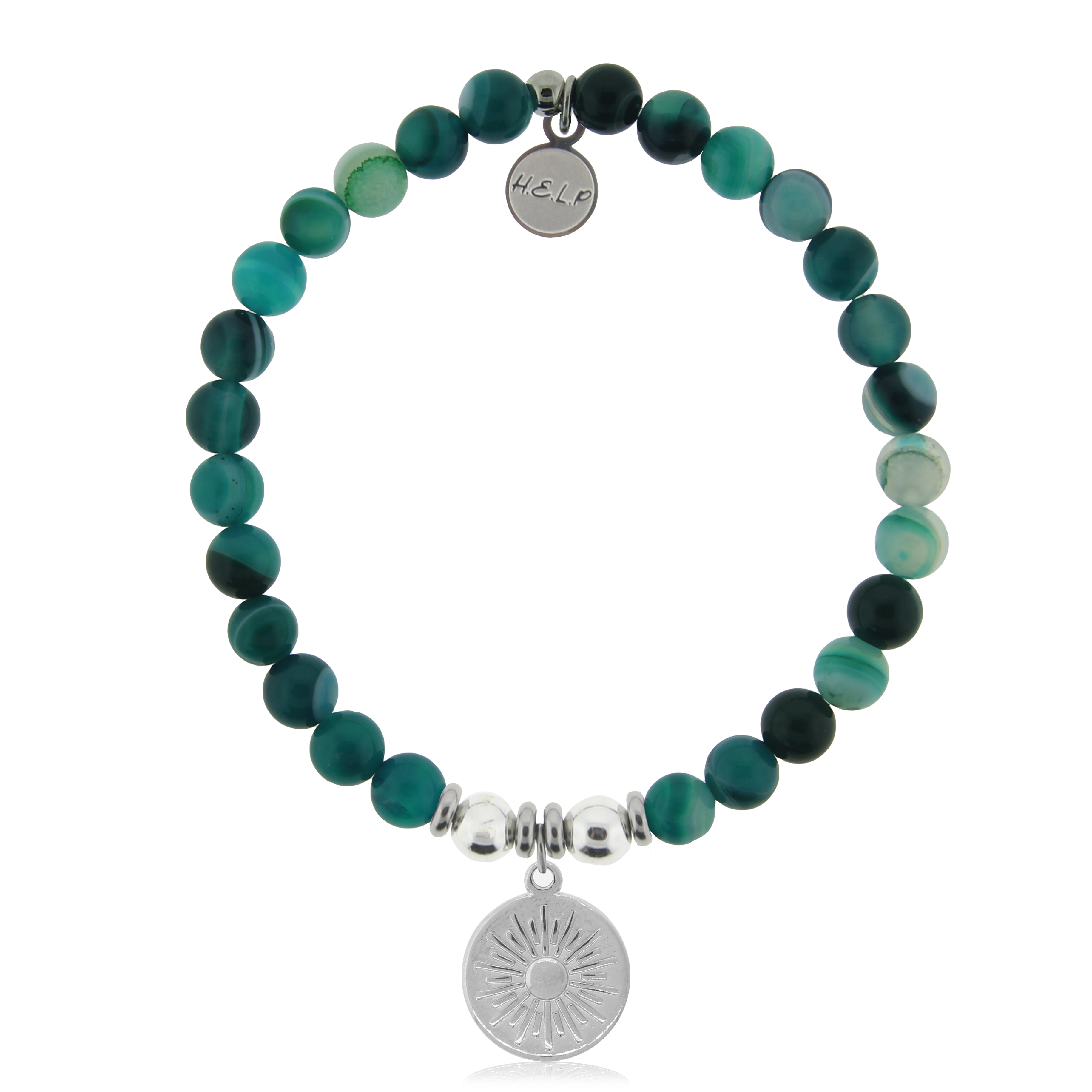 Sunny Days Charm with Green Stripe Agate Charity Bracelet