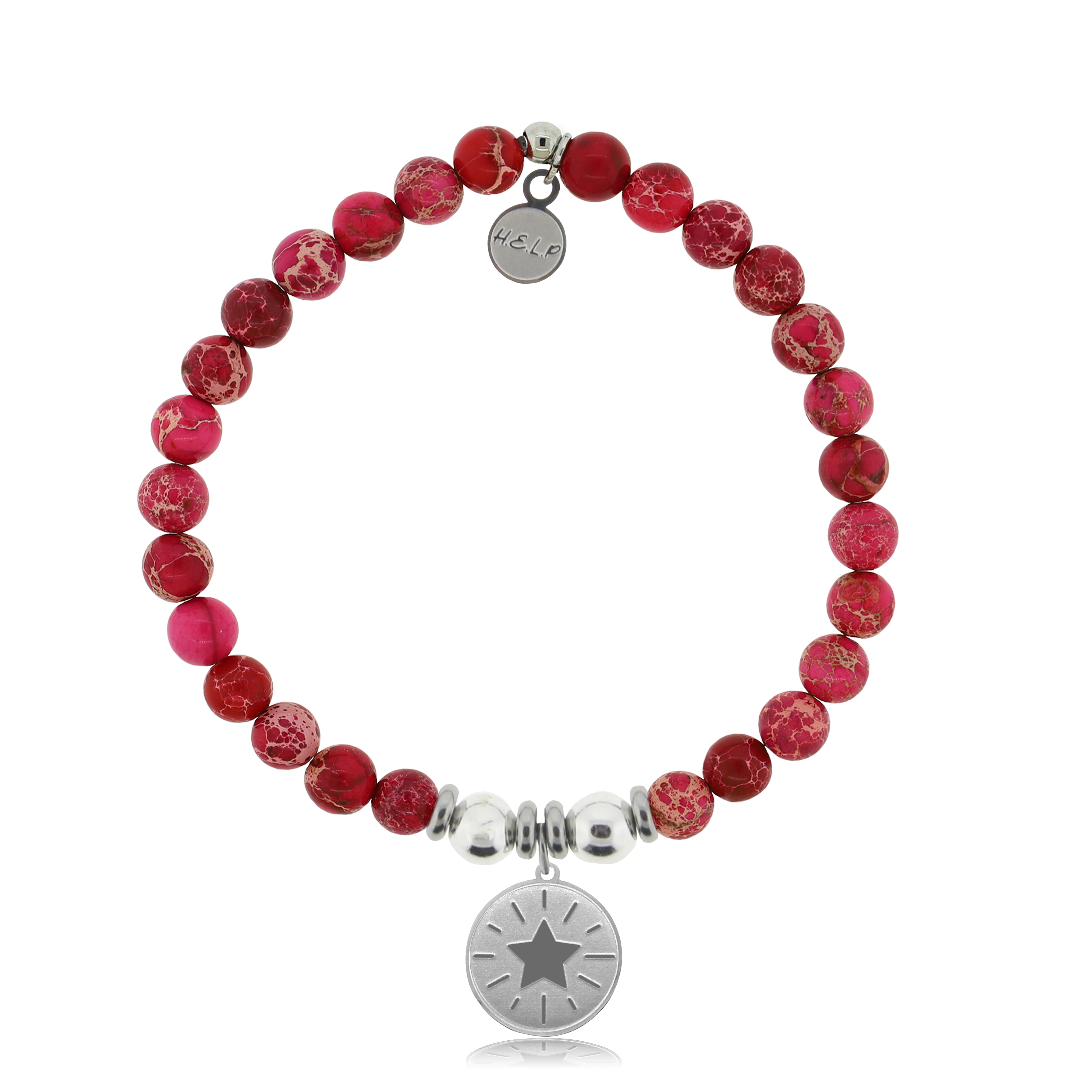 Superstar Charm with Cranberry Jasper Charity Bracelet