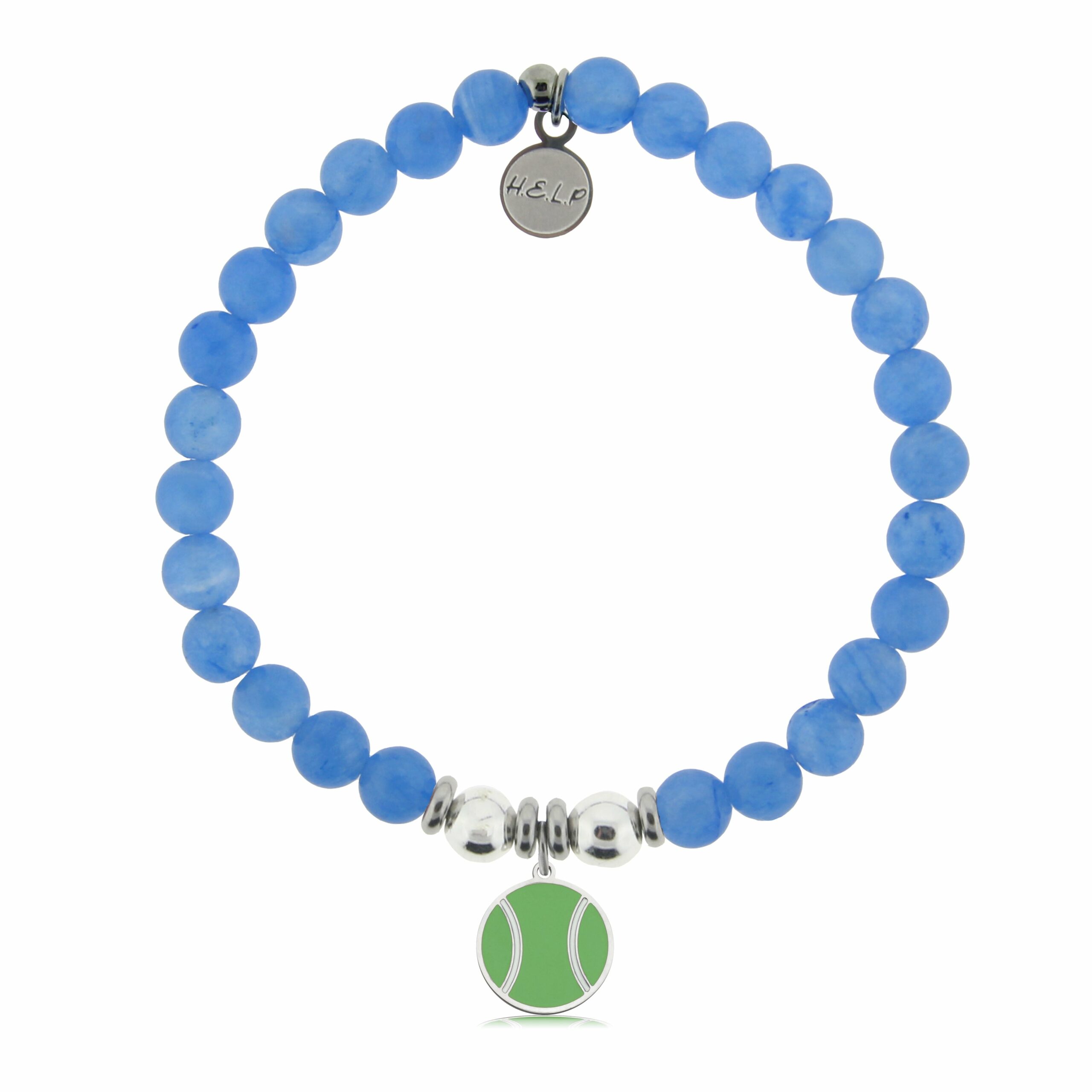 Tennis Ball Charm with Azure Blue Jade Charity Bracelet