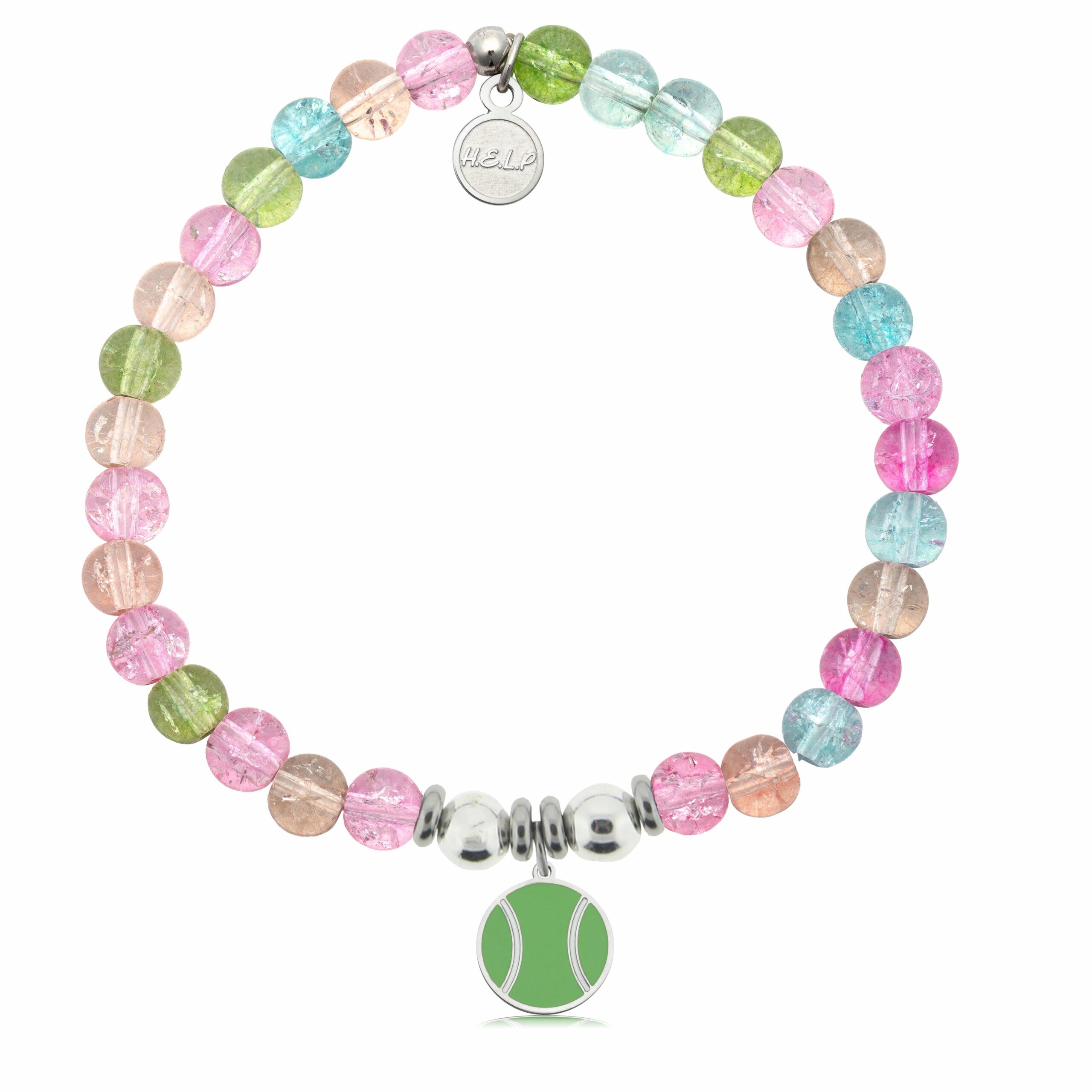 Tennis Ball Charm with Kaleidoscope Crystal Charity Bracelet