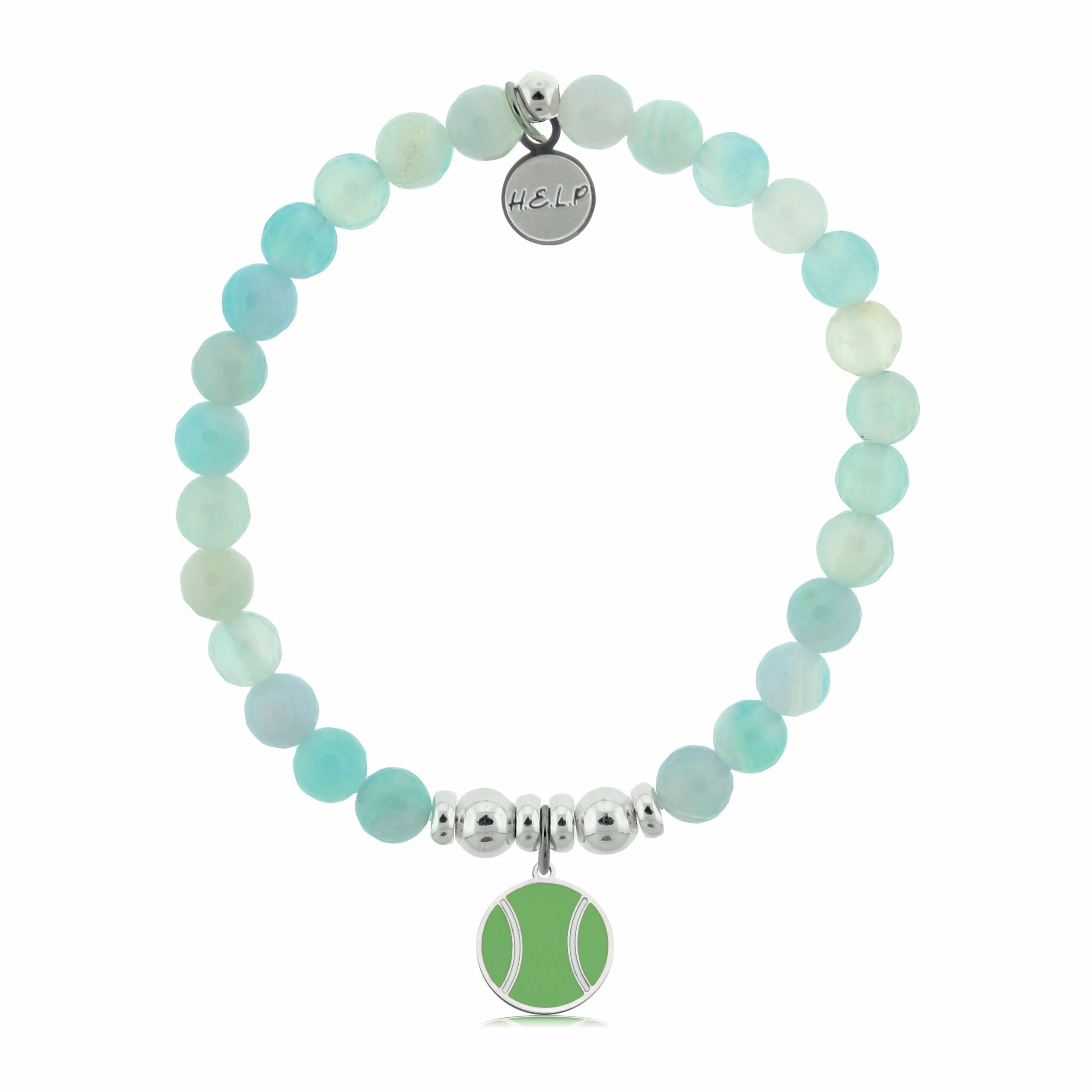 Tennis Ball Charm with Light Blue Agate Charity Bracelet