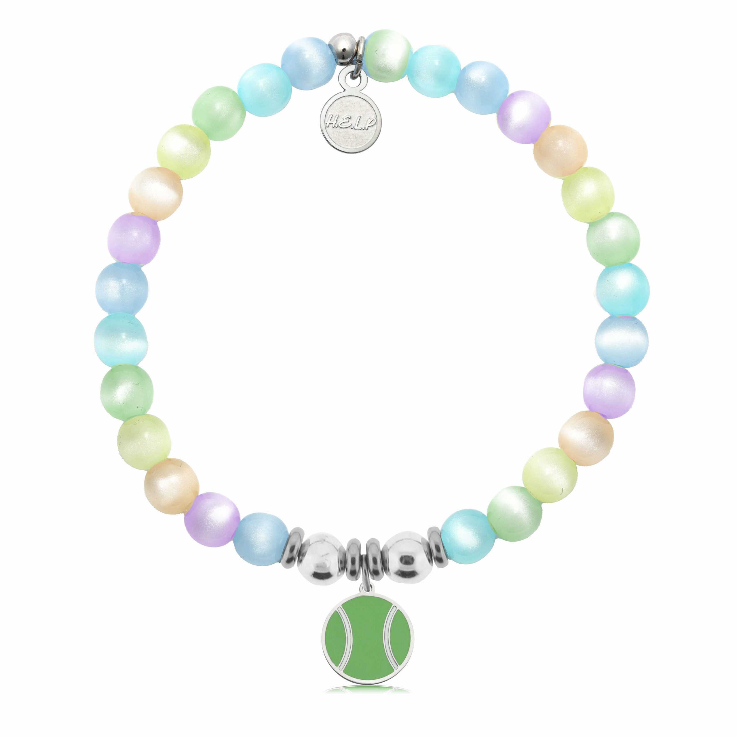 Tennis Ball Charm with Multi Selenite Charity Bracelet