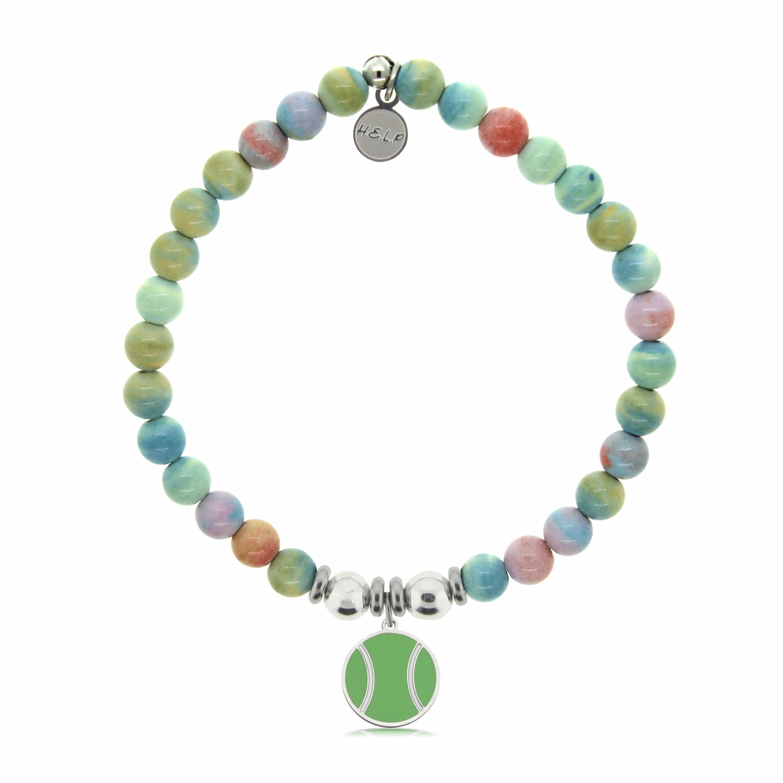 Tennis Ball Charm with Pastel Magnesite Charity Bracelet