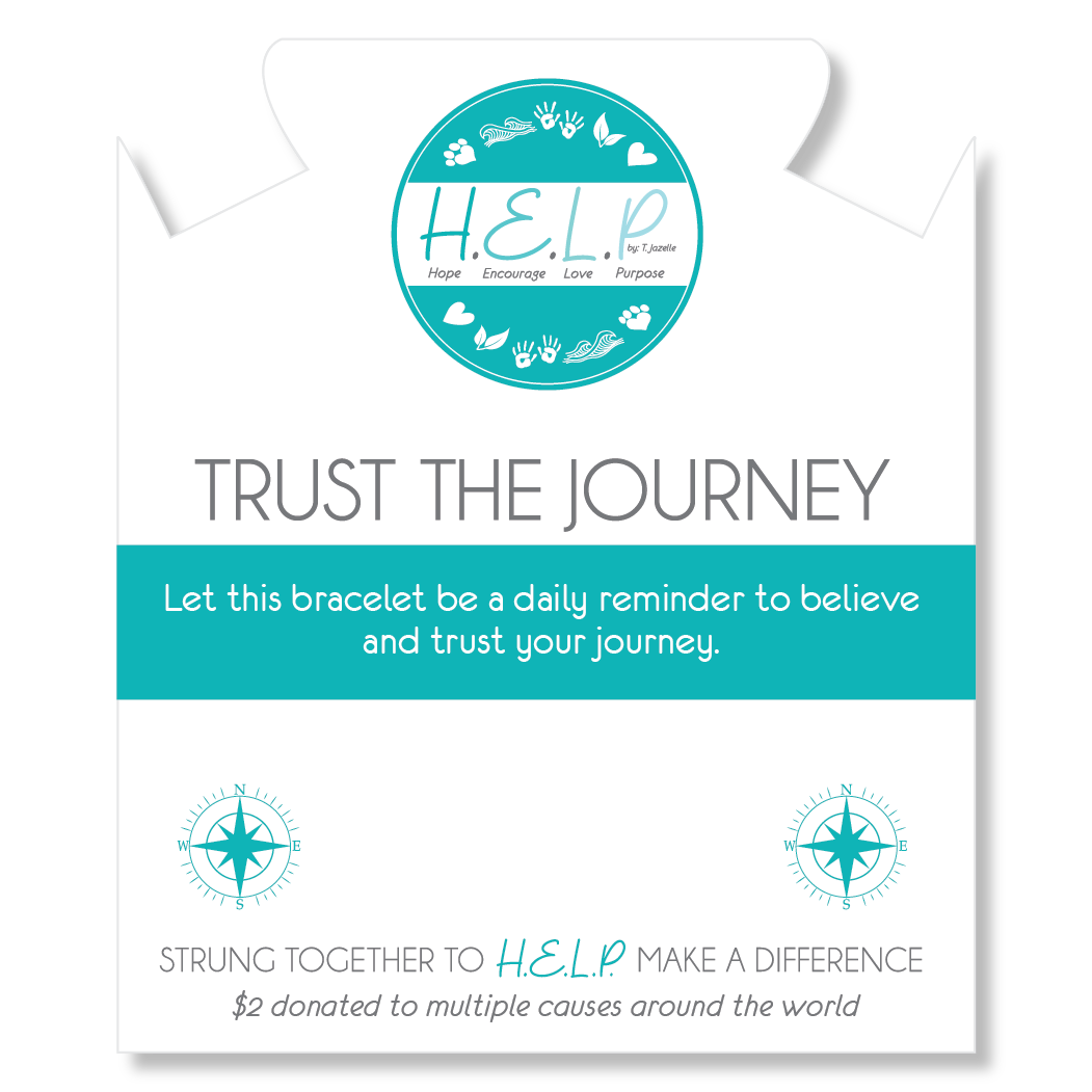 Trust the Journey Charm with Aqua Cats Eye Charity Bracelet