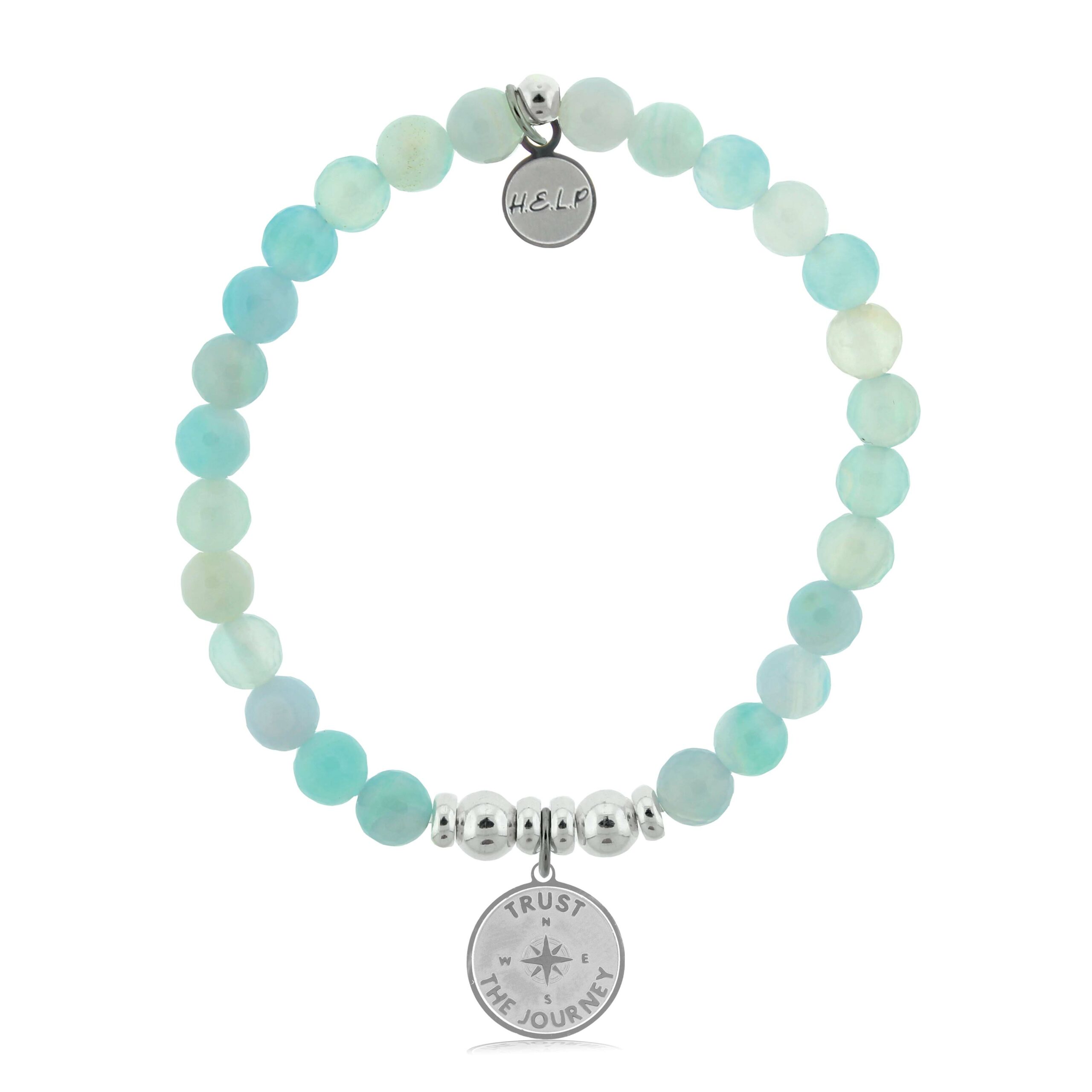 Trust the Journey Charm with Light Blue Agate Charity Bracelet