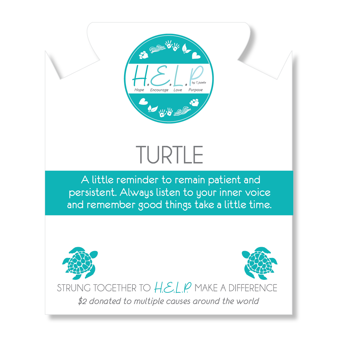 Turtle Charm with Howlite Beads Charity Bracelet