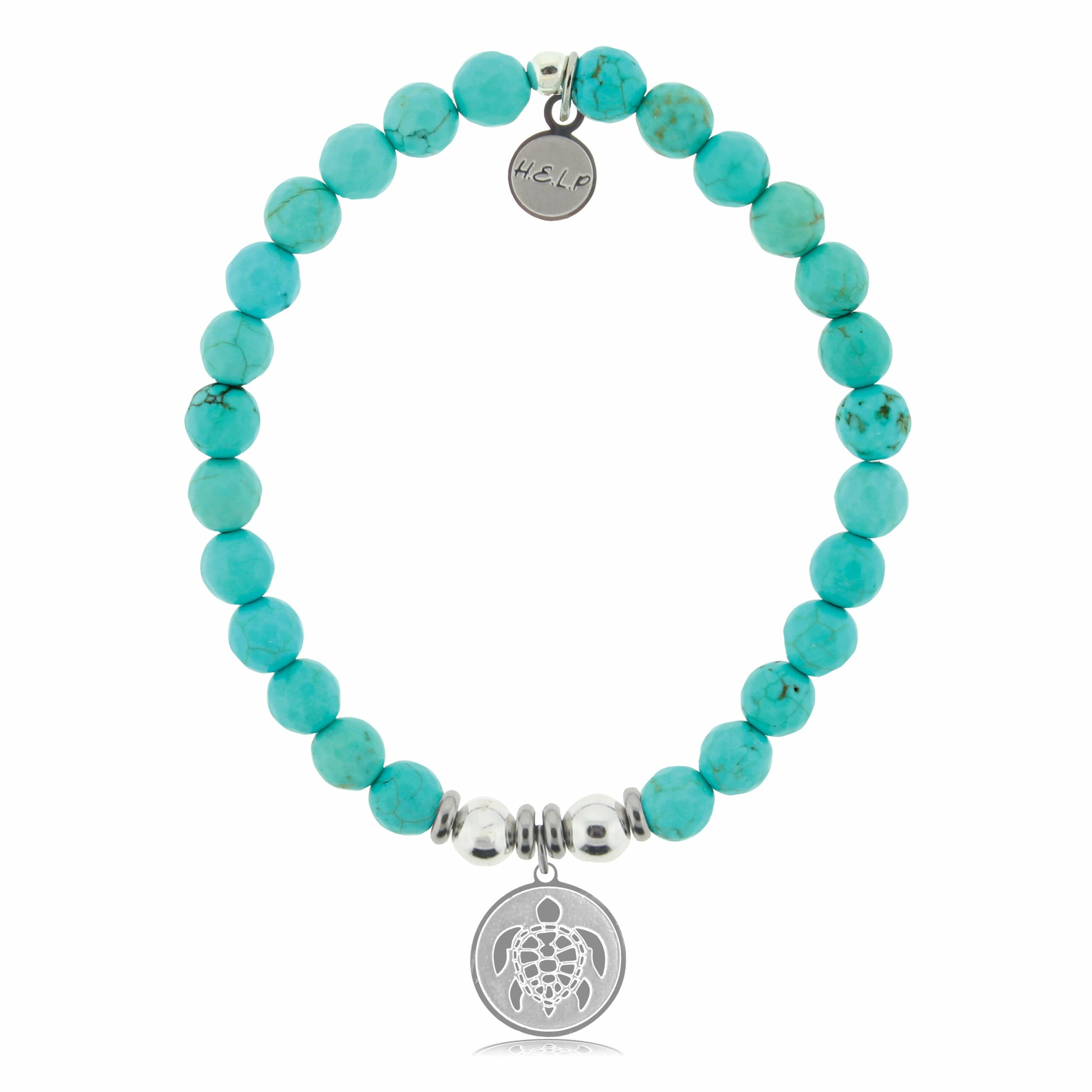 Turtle Charm with Turquoise Beads Charity Bracelet