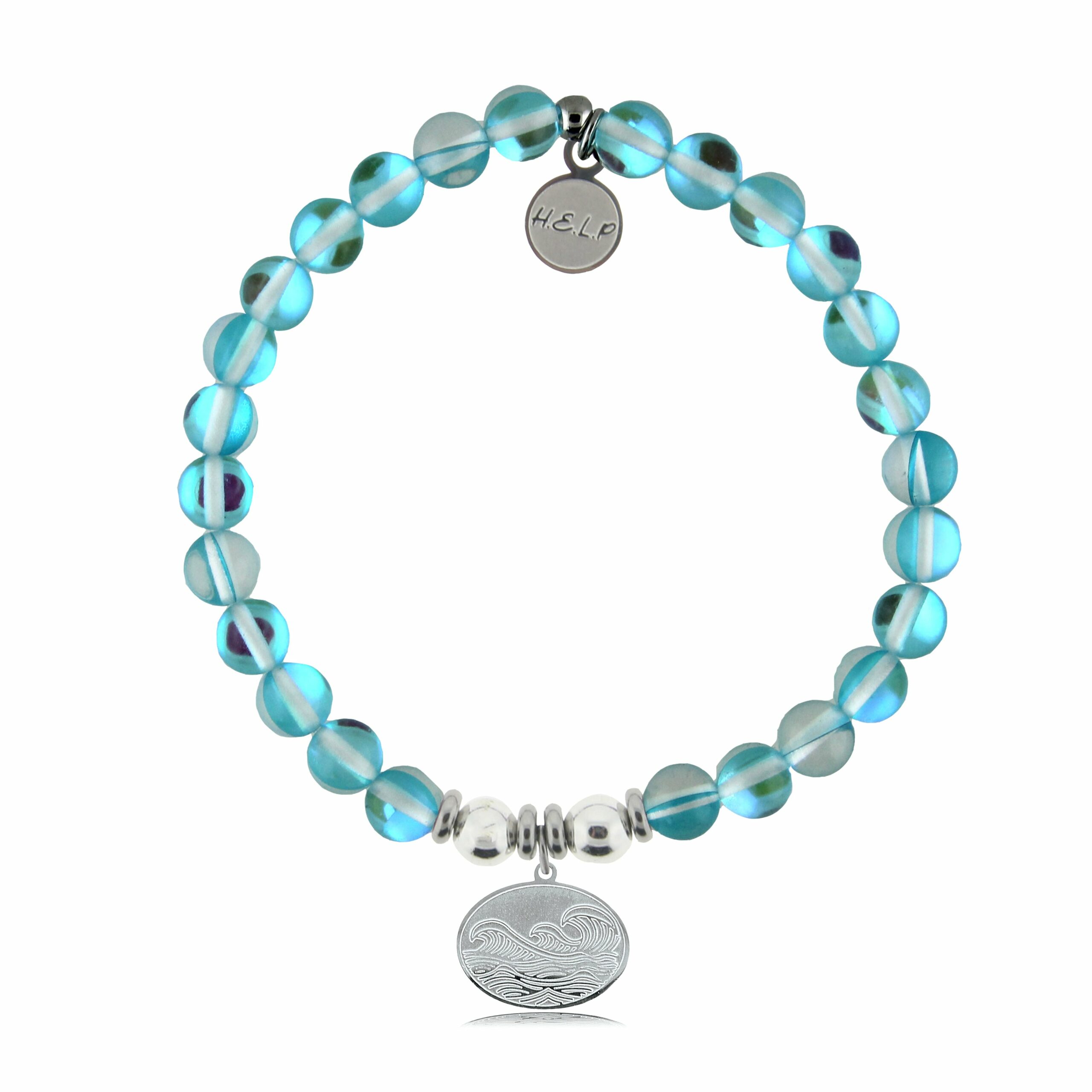 Wave Charm with Light Blue Opalescent Charity Bracelet