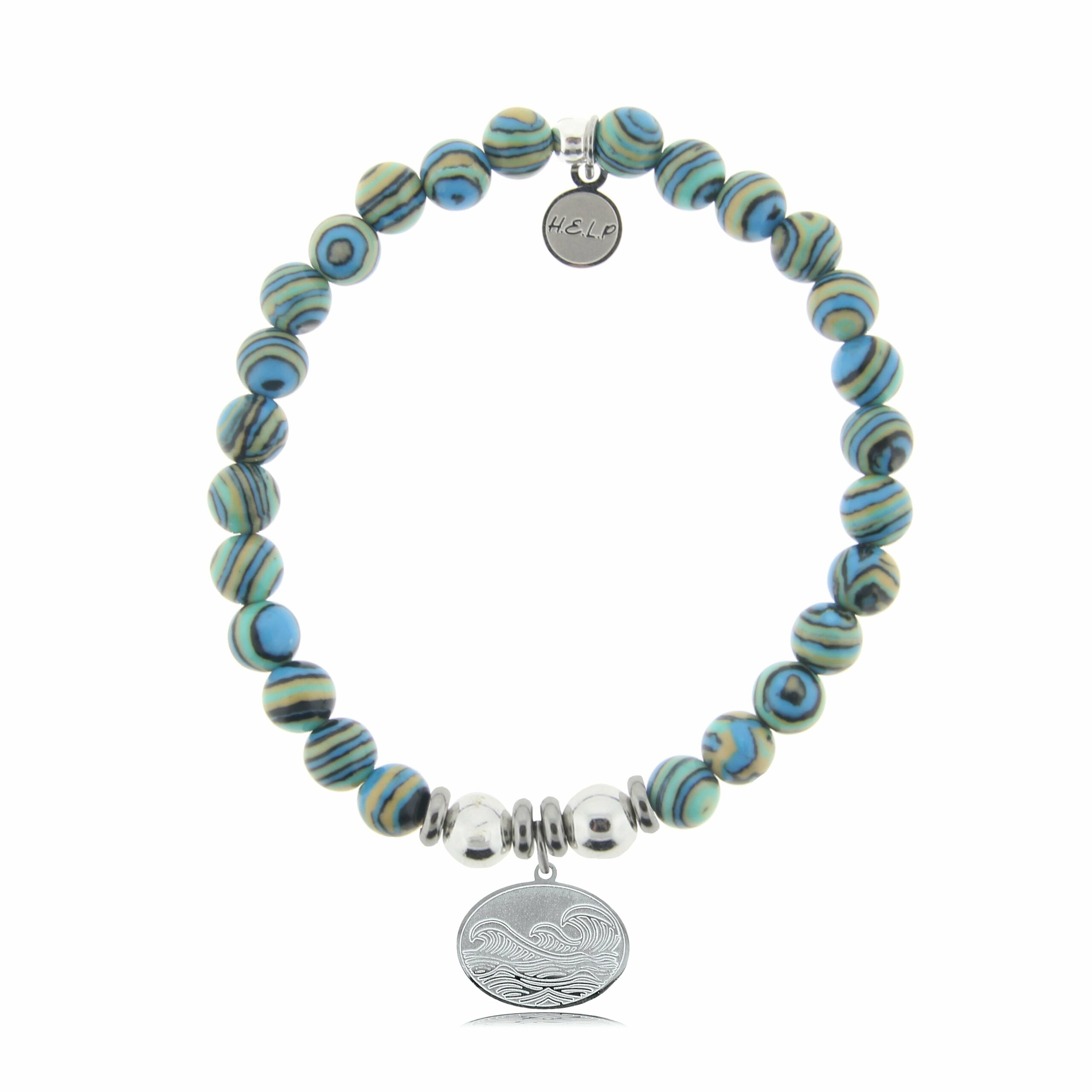 Wave Charm with Malachite Beads Charity Bracelet